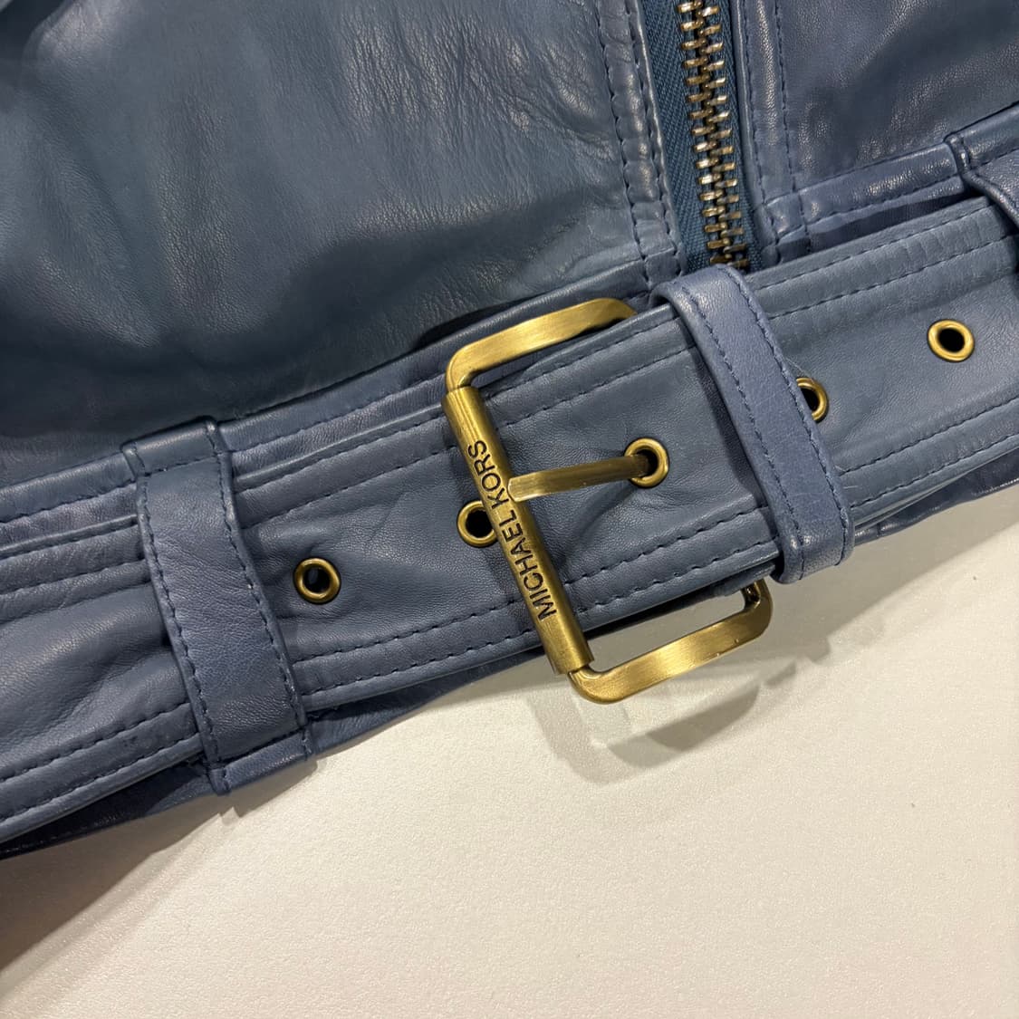 [S] 마이클코어스 양가죽 라이더 레더 자켓 블루 D268 상품이미지6