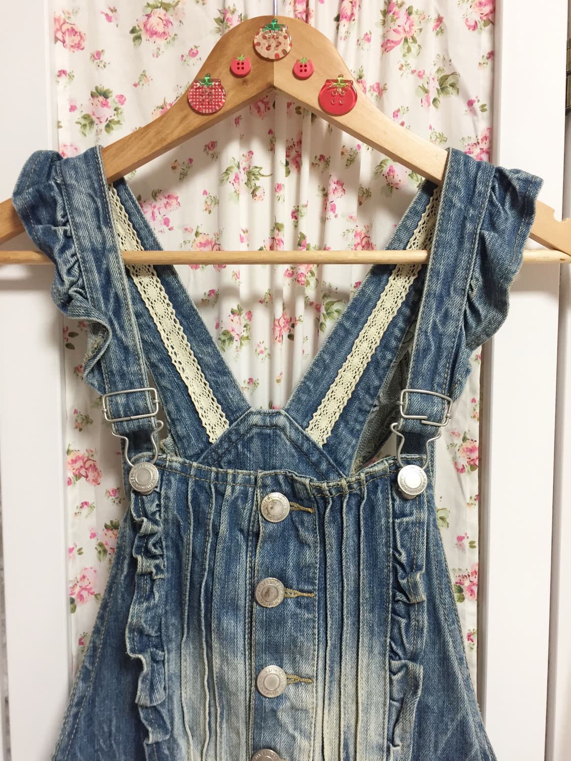 빈티지 모리걸 데님 멜빵 반바지 상품이미지2