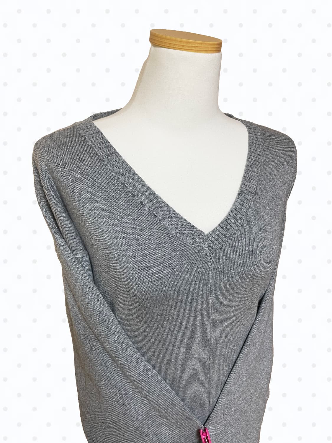 🩶일본 빈티지 백리본 브이넥 그레이 니트 원피스 상품이미지3