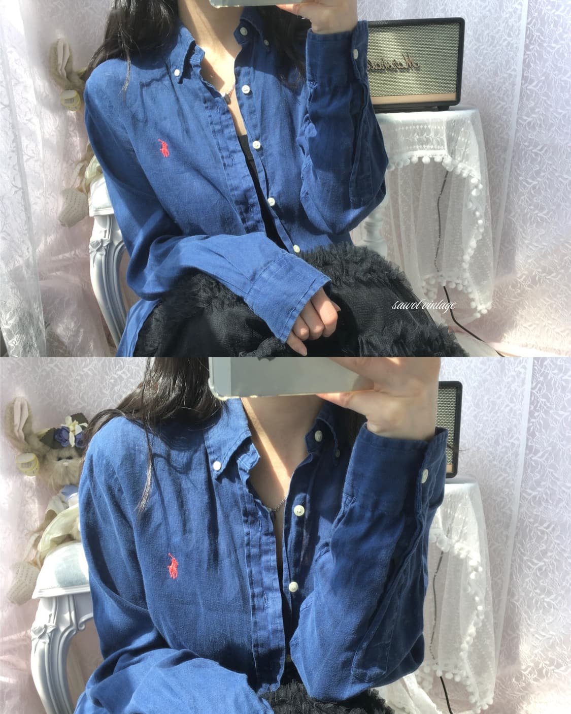 Polo navy linen shirt 상품이미지1