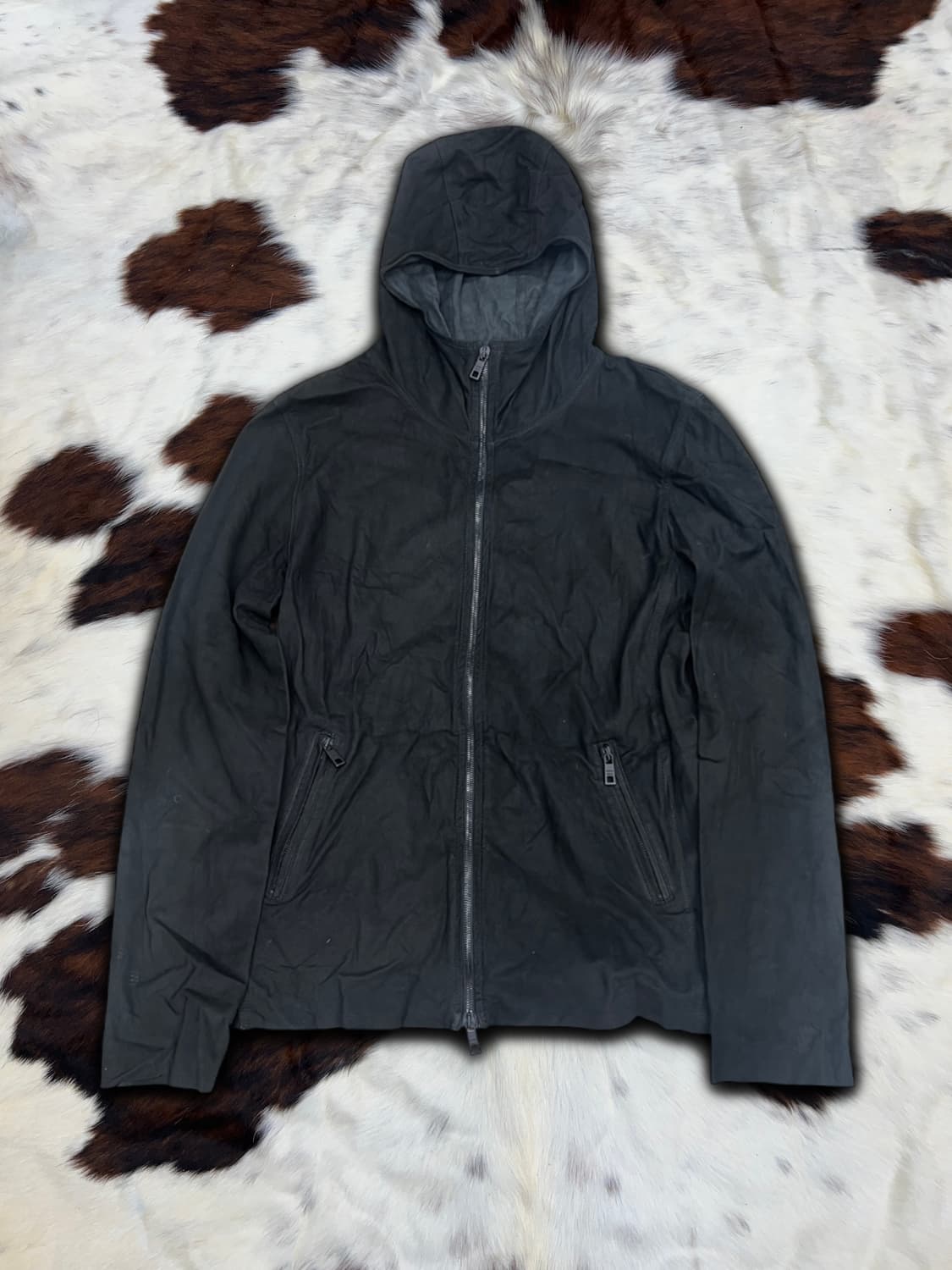 Giorgio brato 씬 램 레더 후드 자켓 상품이미지1