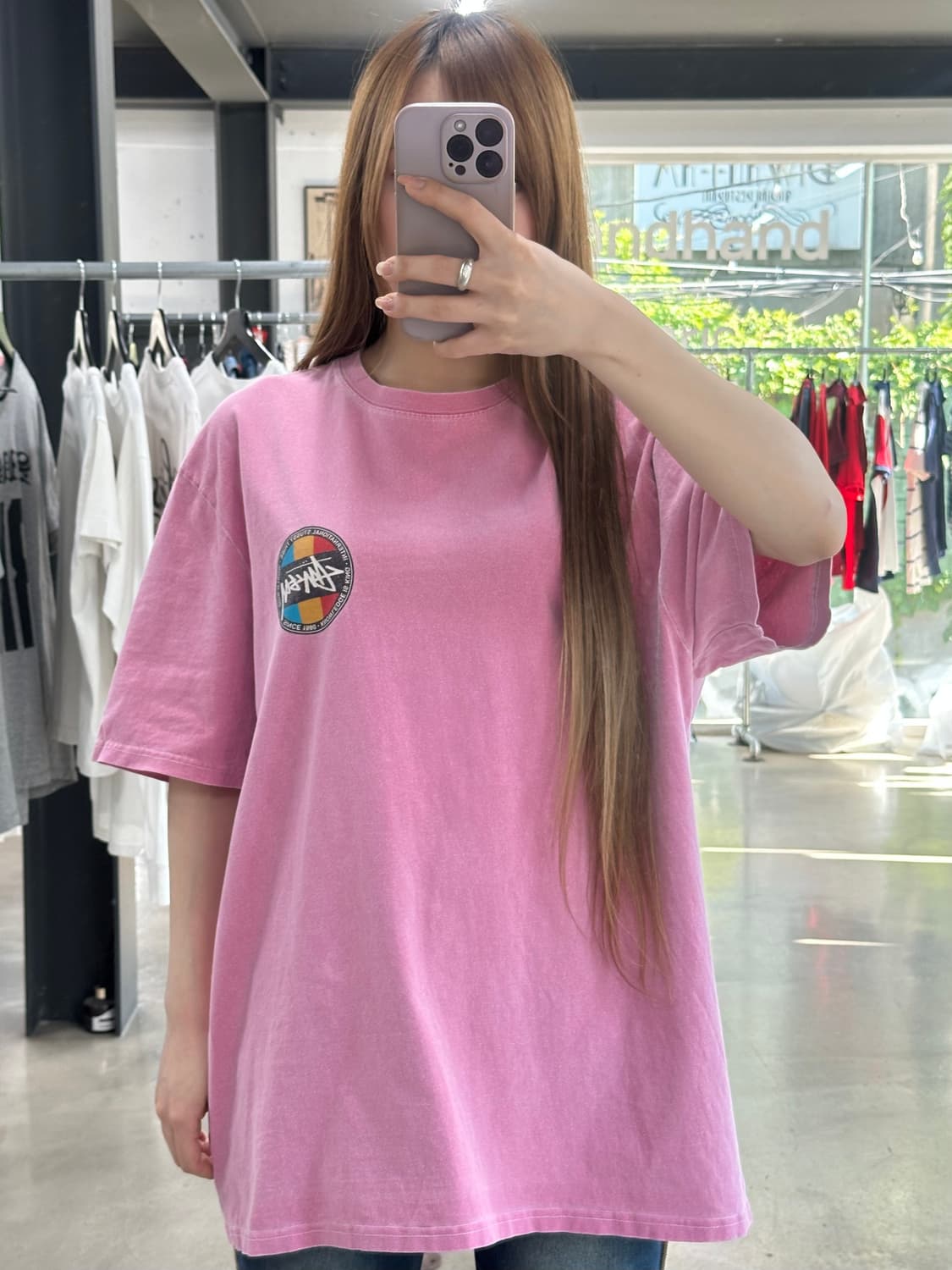 스투시 클래식 닷 피그먼트 다이드 반팔티 핑크 상품이미지2