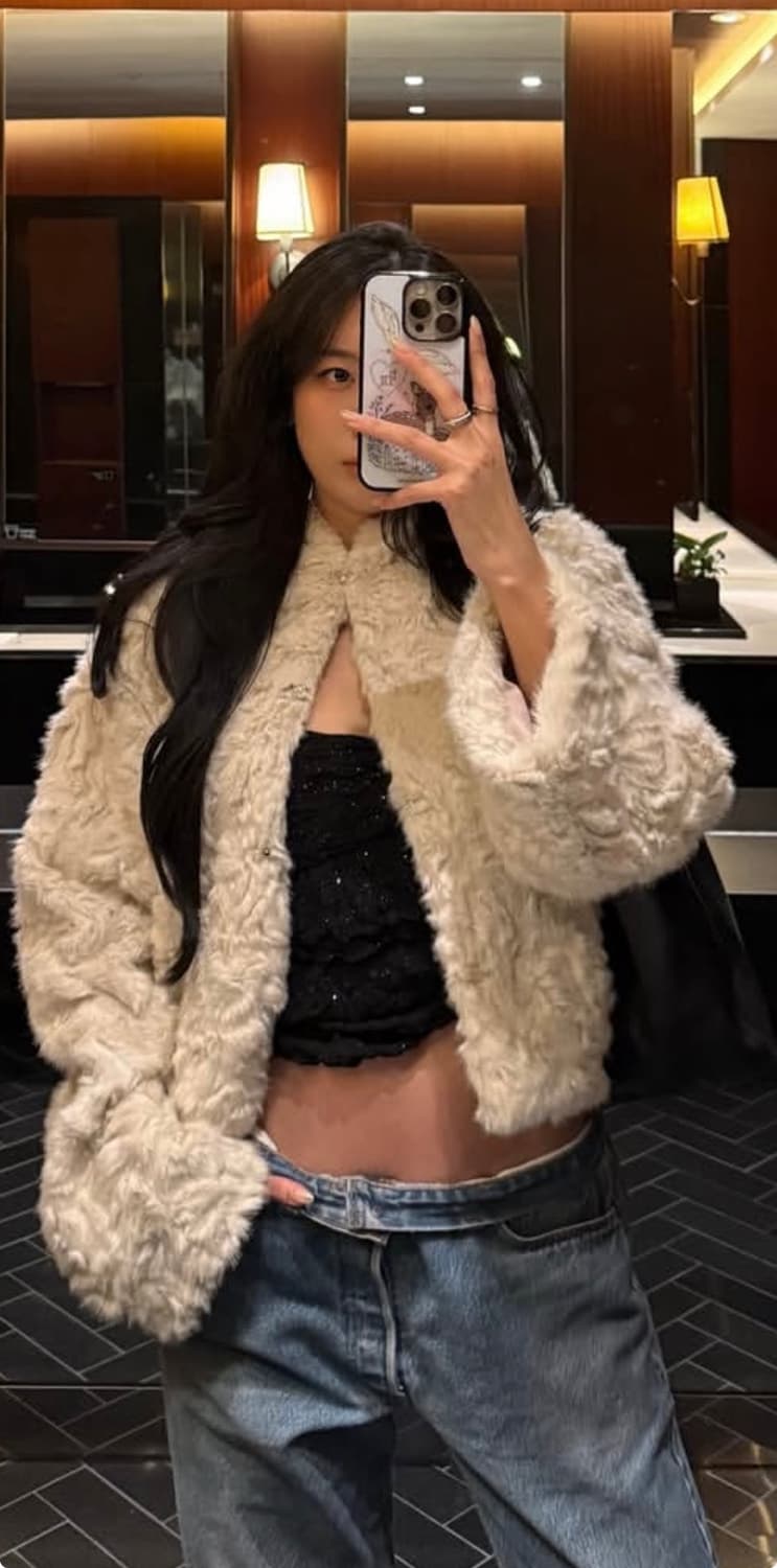 쓰리타임즈 아이보리 퍼자켓 상품이미지2