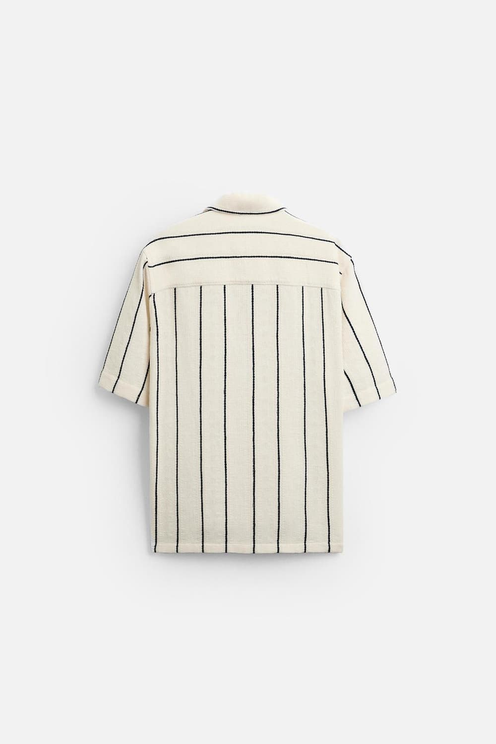 [XL] 자라 zara 네이비 스트라이프 오픈카라 반팔 셔츠 옴므 화이트 상품이미지6