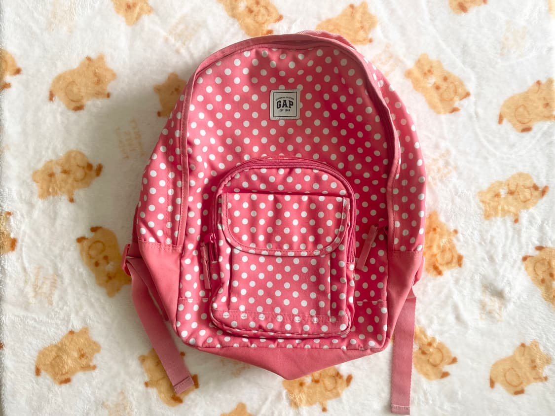 모리걸 빈티지 갭 gap 핑크 도트 백팩 💗🤍 상품이미지1