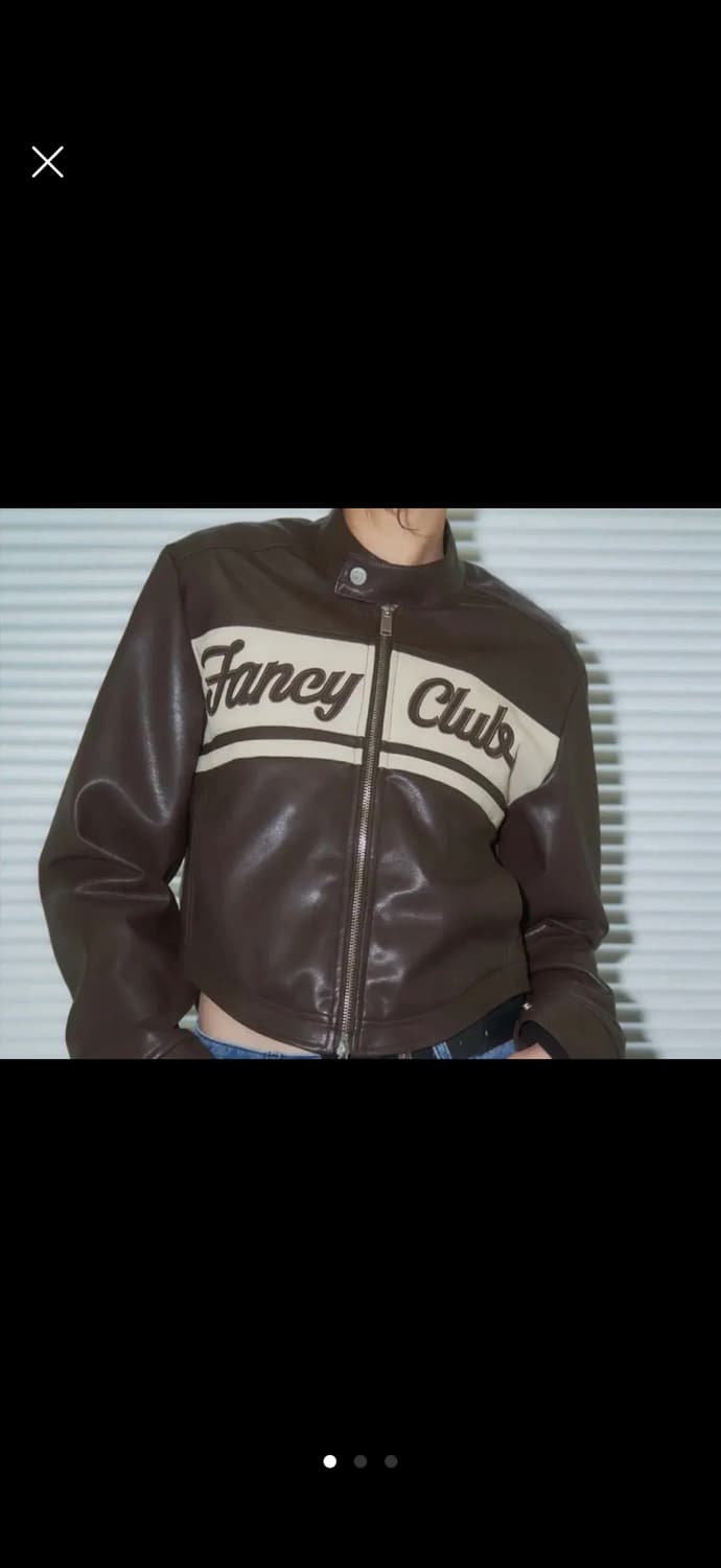 팬시클럽 브라운 레더자켓 상품이미지1