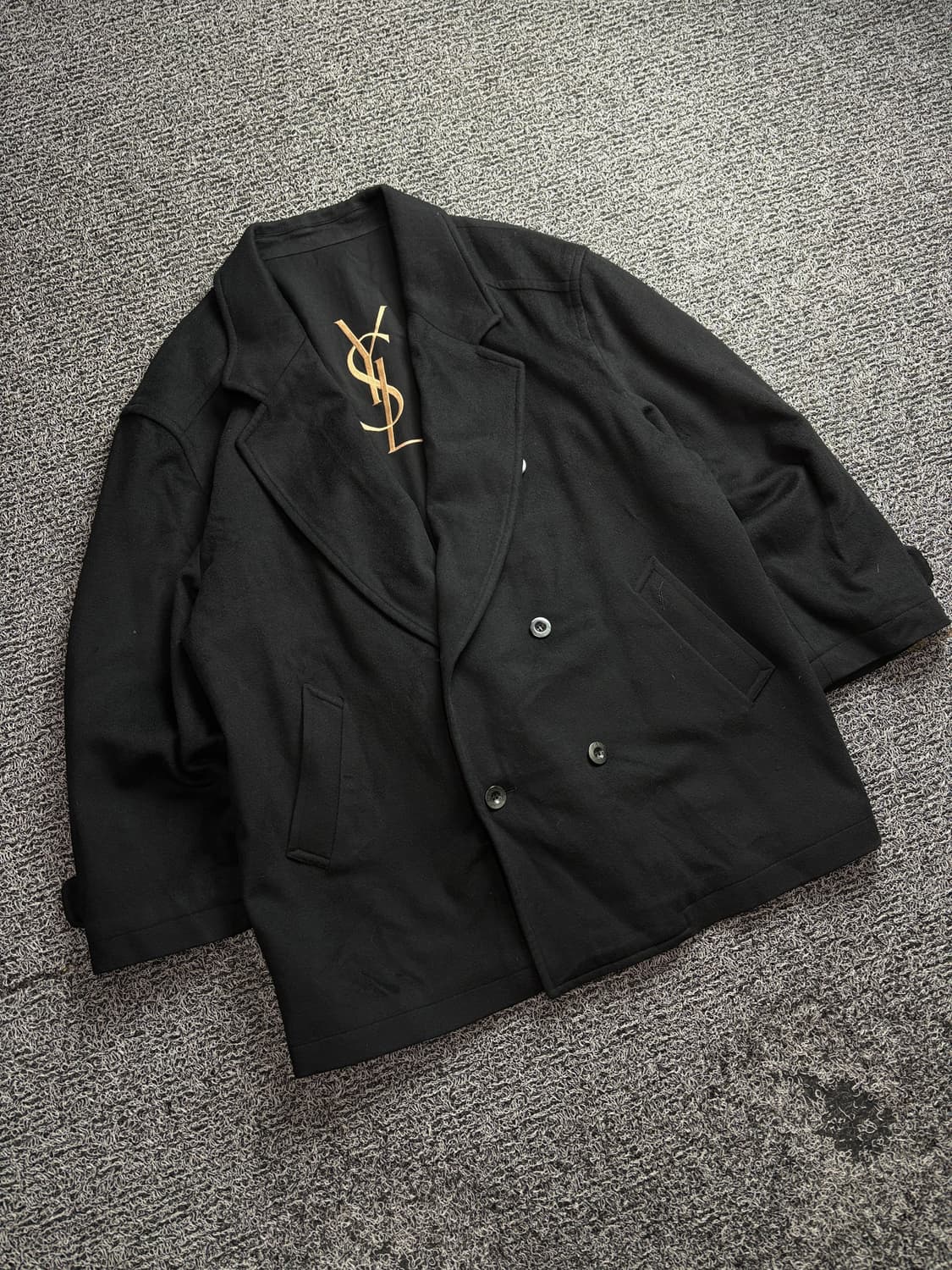 90s YSL 입생로랑 블랙 울 캐시미어 혼방 숏 코트 2934 상품이미지1