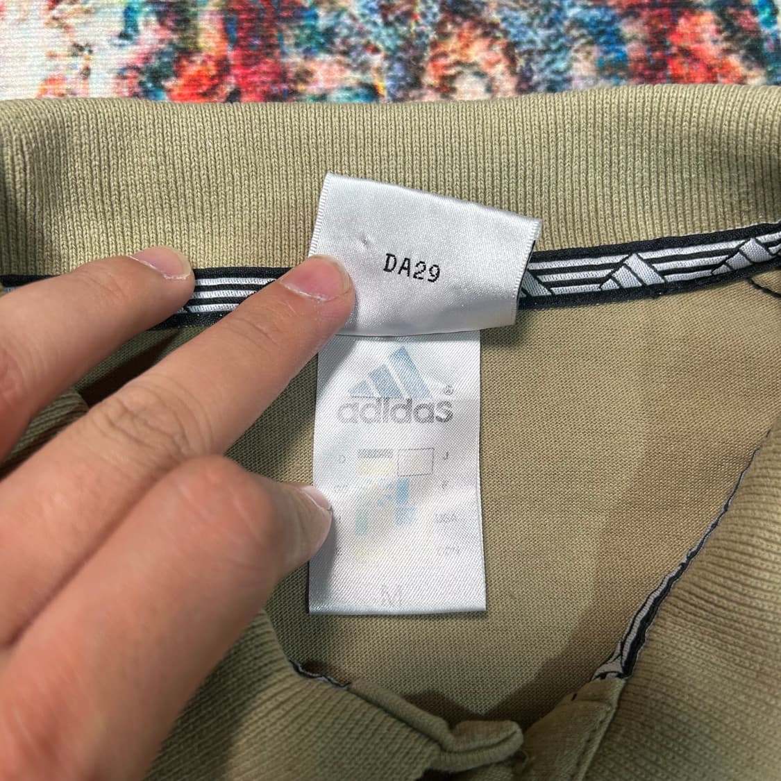 [L] 90s 아디다스 카키 베이지 카라 롱슬리브 상품이미지5