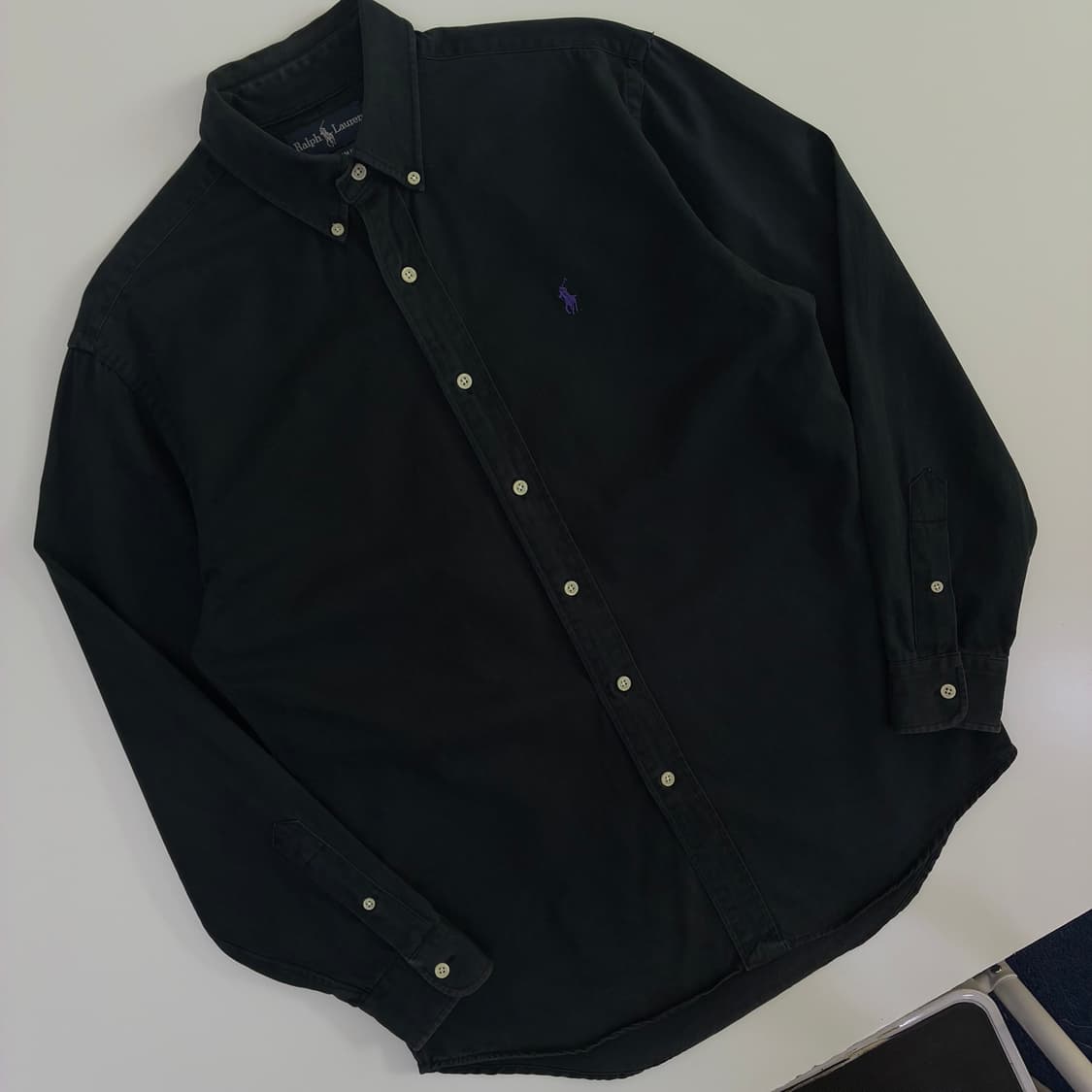 Polo  폴로 랄프로렌 90,s 자수 블랙 코튼 셔츠 상품이미지2