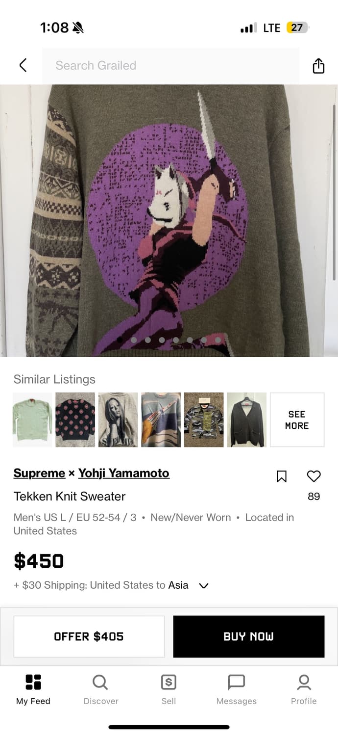 Yohji Yamamoto+Supream Sweat Shirts M 상품이미지3