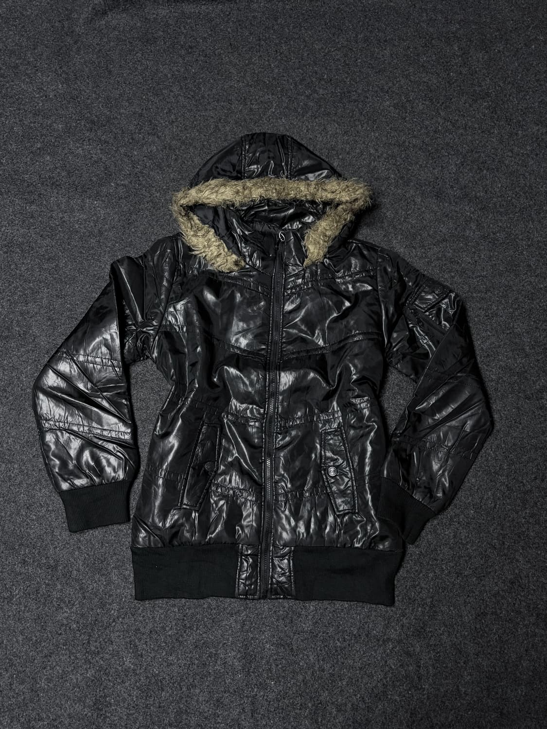 Vintage 00's v-kei Y2k Punk fur hood 상품이미지1