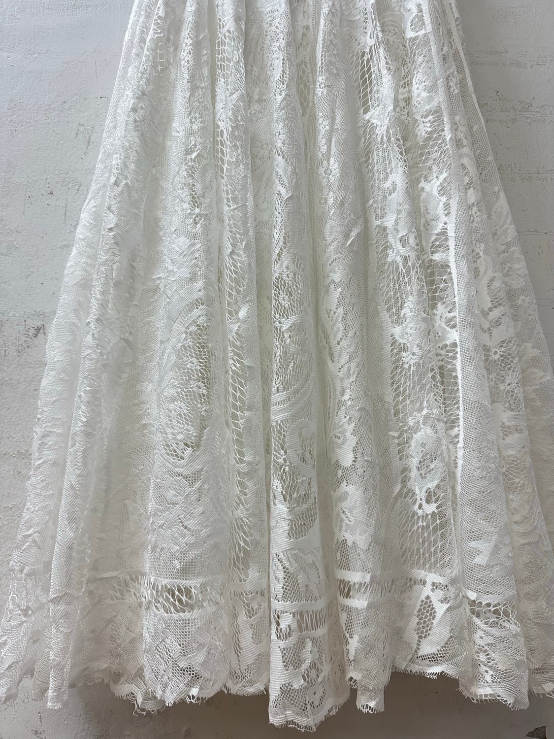 일본빈티지 화이트 플라워 레이스 플레어 롱 밴딩 스커트 상품이미지3