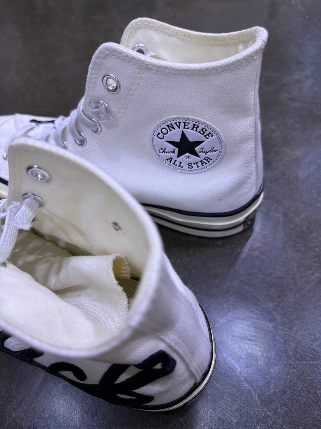 컨버스 척테일러 70 하이 자수 레터링 화이트 블랙 260 상품이미지6