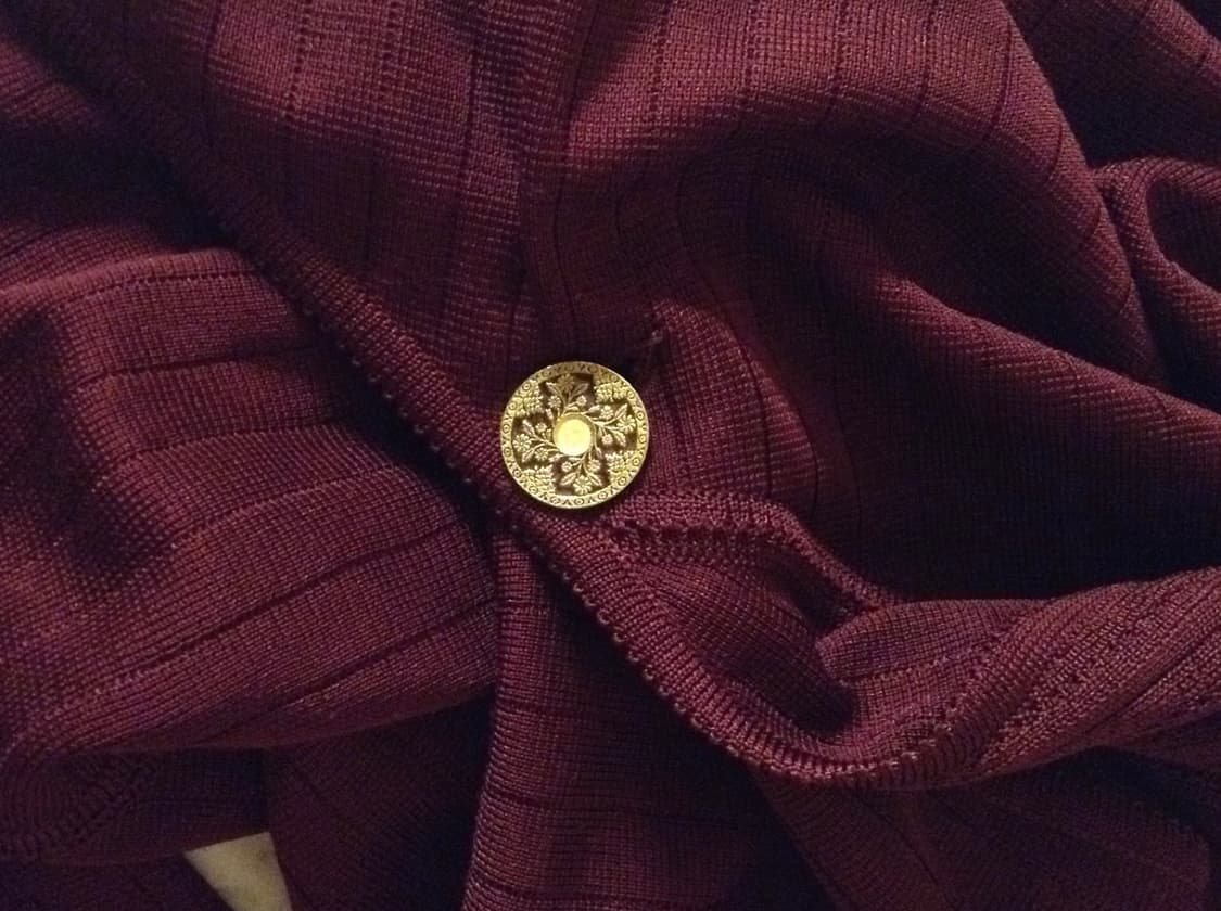 John Galliano burgundy ruched cardigan 상품이미지3