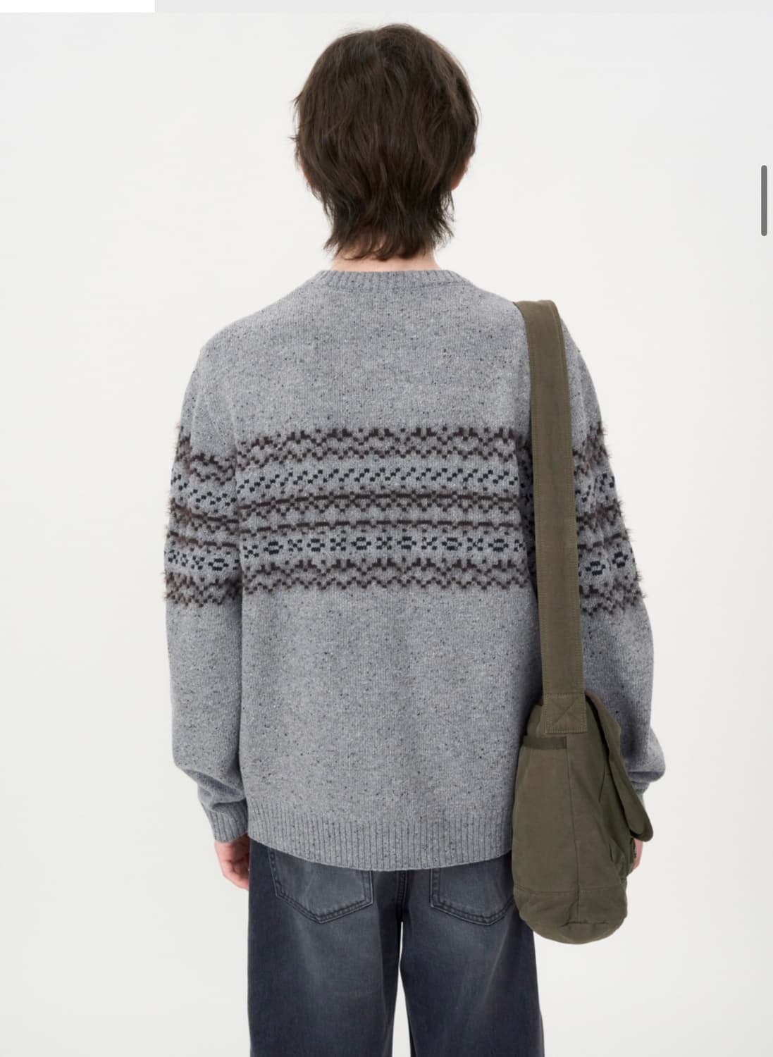 인사일런스 믹스드 자카드 니트 GREY L사이즈 상품이미지2