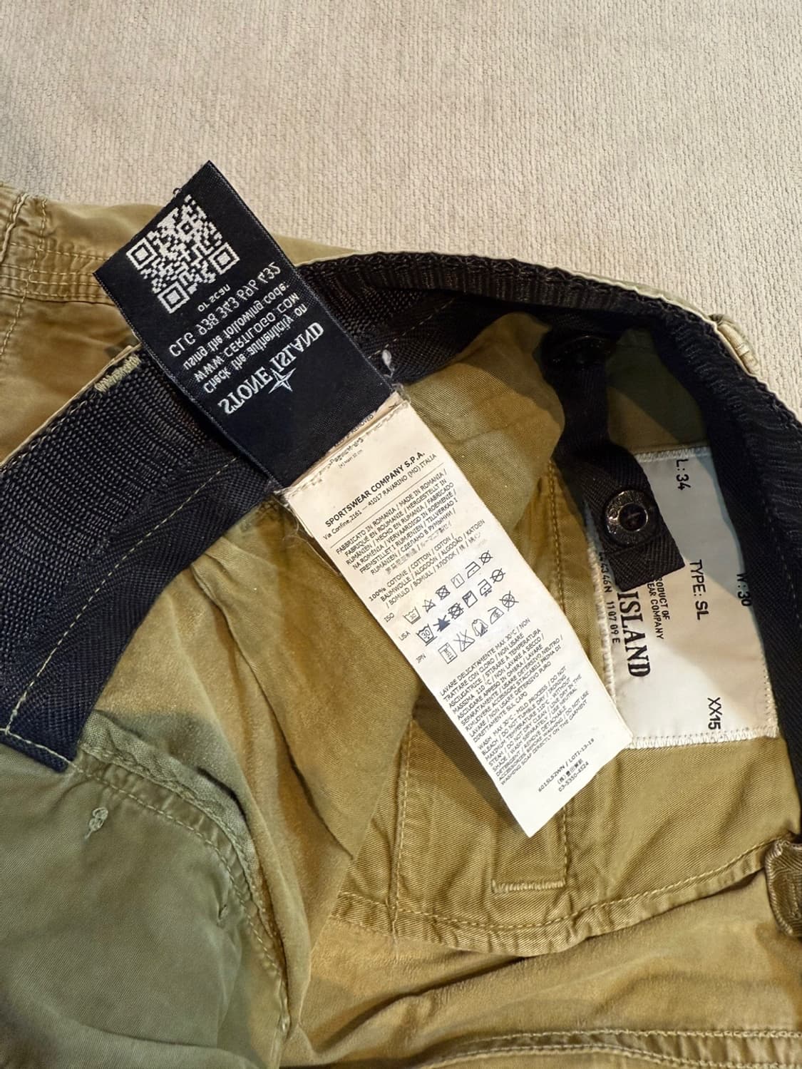 스톤아일랜드 베이지 카고 반바지 상품이미지3