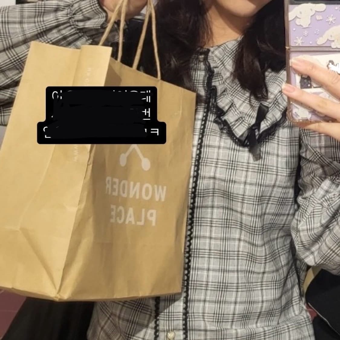 noemie 체크 블라우스 갸루 양산형 리즈리사 빈티지 상품이미지5