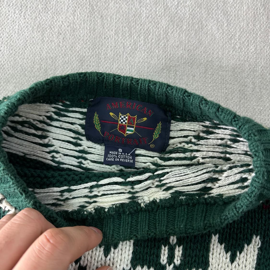 95 90s 메이드인 USA 코튼 패턴 니트 상품이미지2