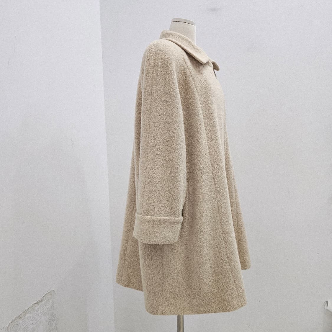 SANYO 울 블렌드 내추럴 베이지 하프코트 상품이미지2