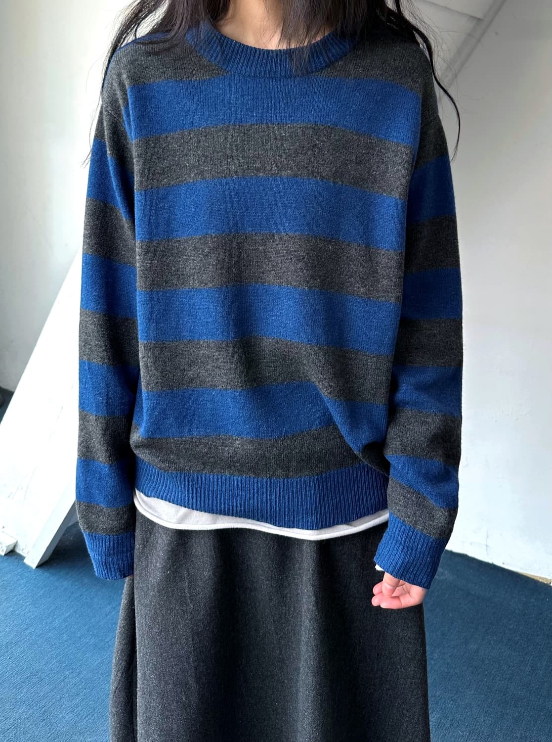 Middle gauge border knit TOP 상품이미지6