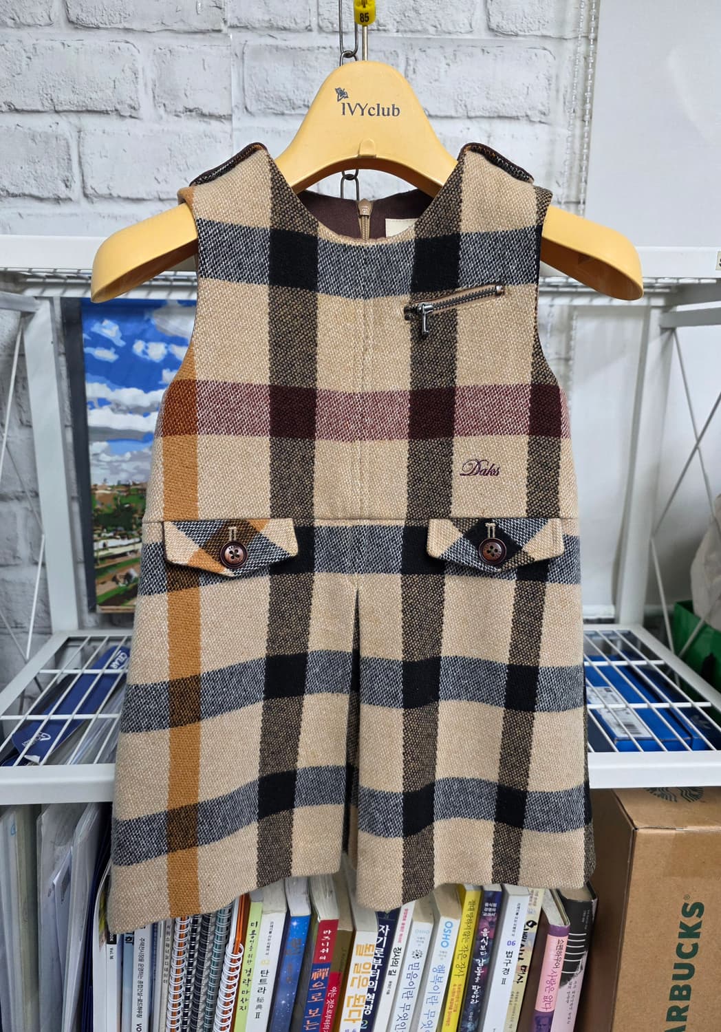 닥스 키즈 여아케이프 3Y 체크 원피스 케이프 세트 AD38 상품이미지5
