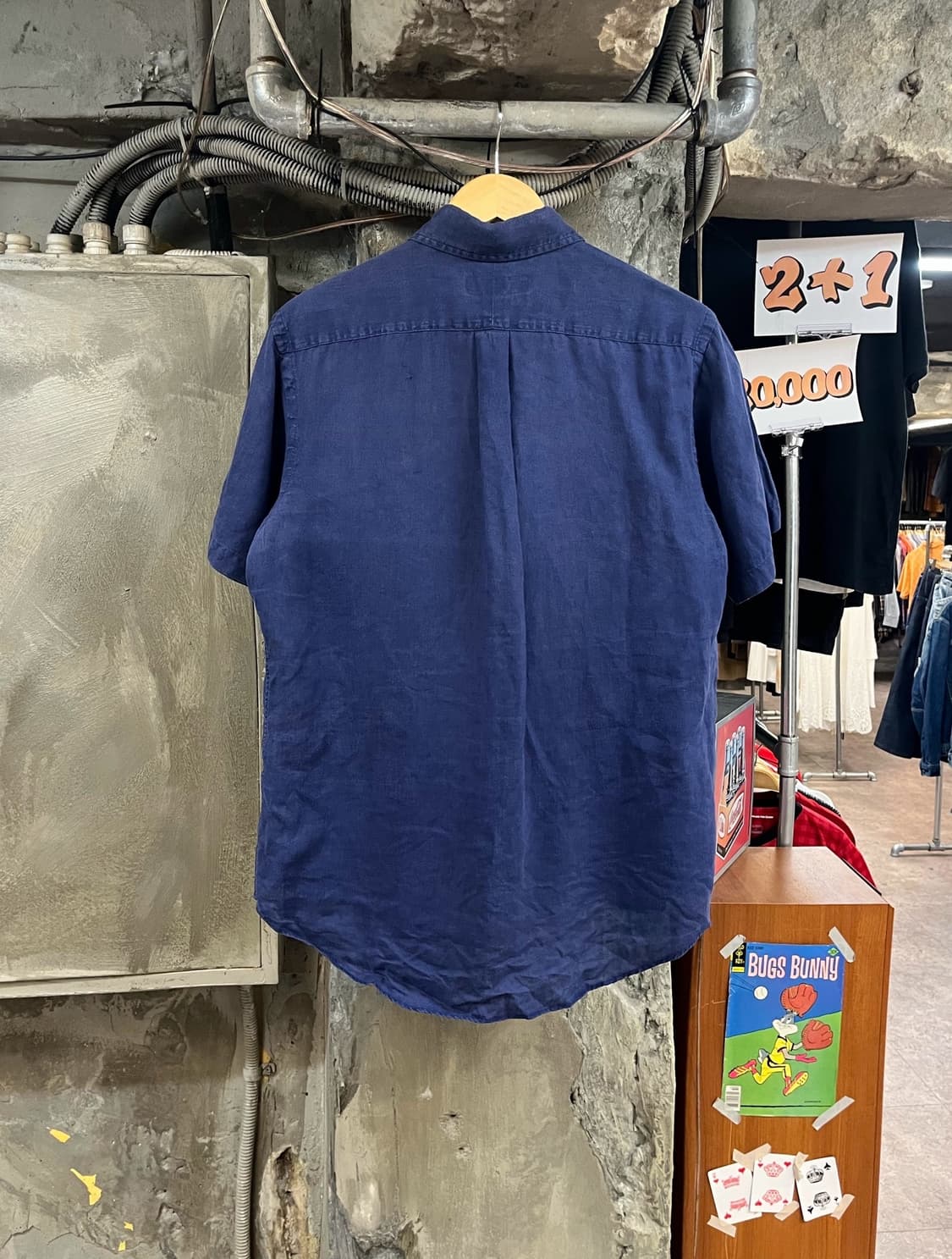 폴로 랄프로렌 린넨 반팔 셔츠 네이비 M  #csz3849 상품이미지2