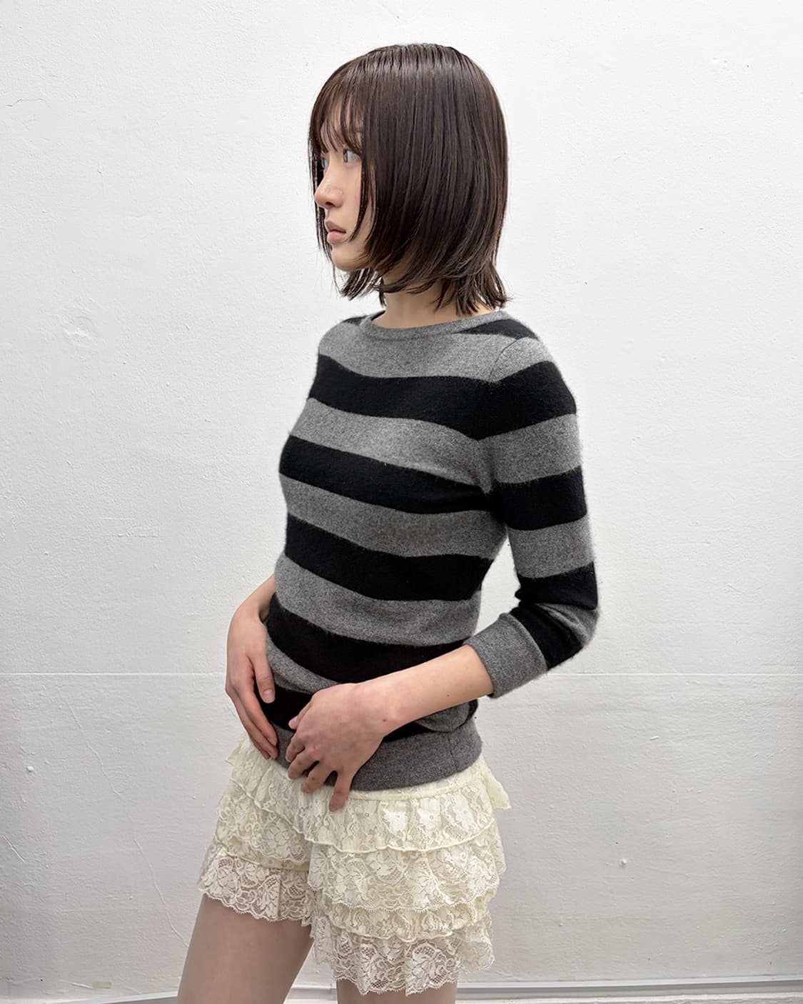 빈티지 스트라이프 패턴 캐시미어 니트 상품이미지3