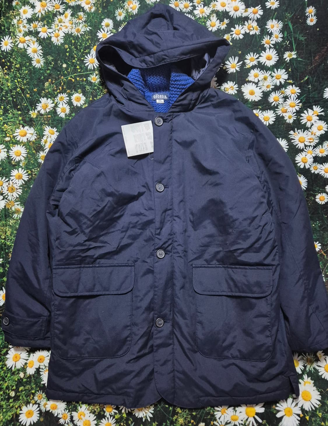 일본 GEORGIA 블루 눈꽃 패턴 코위찬 자켓 새상품 상품이미지9