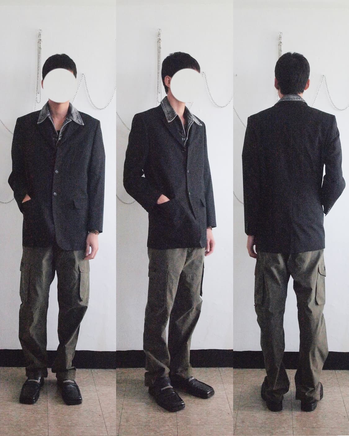 cdgh deux 3버튼 스트라이프 블레이져 상품이미지1