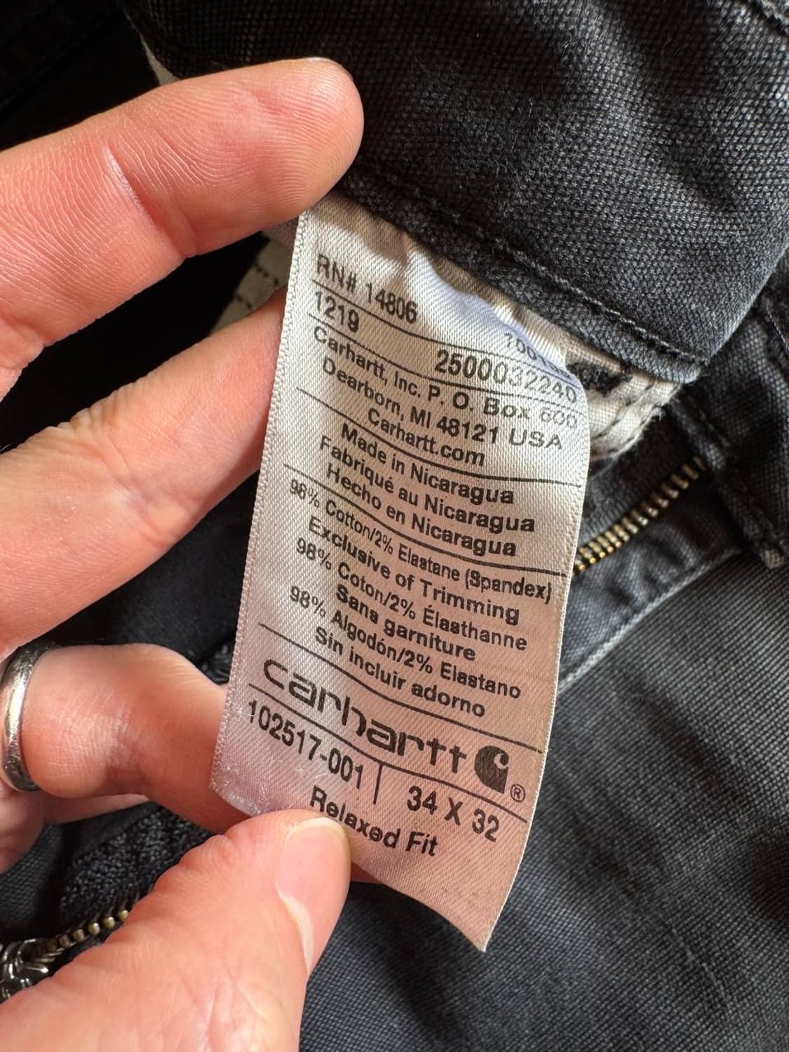 칼하트 워크팬츠 블랙 (34) 상품이미지6