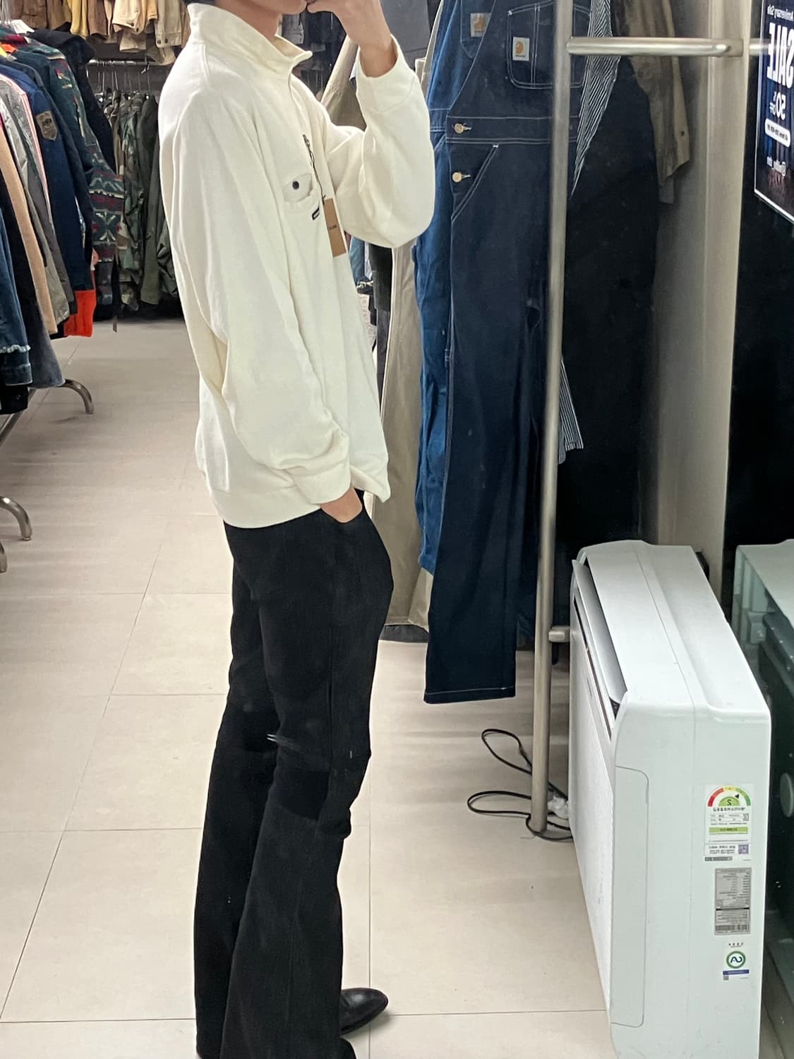 Y’saccs 요지야마모토 화이트 하프집업 스웨트셔츠 XL 상품이미지7