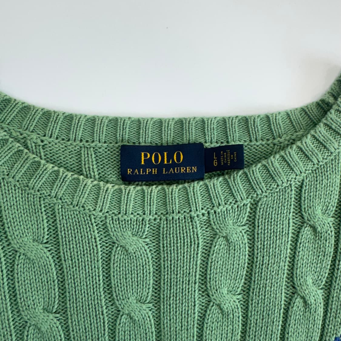 Polo 폴로 블루 포니 그린 케이블 니트 상품이미지5