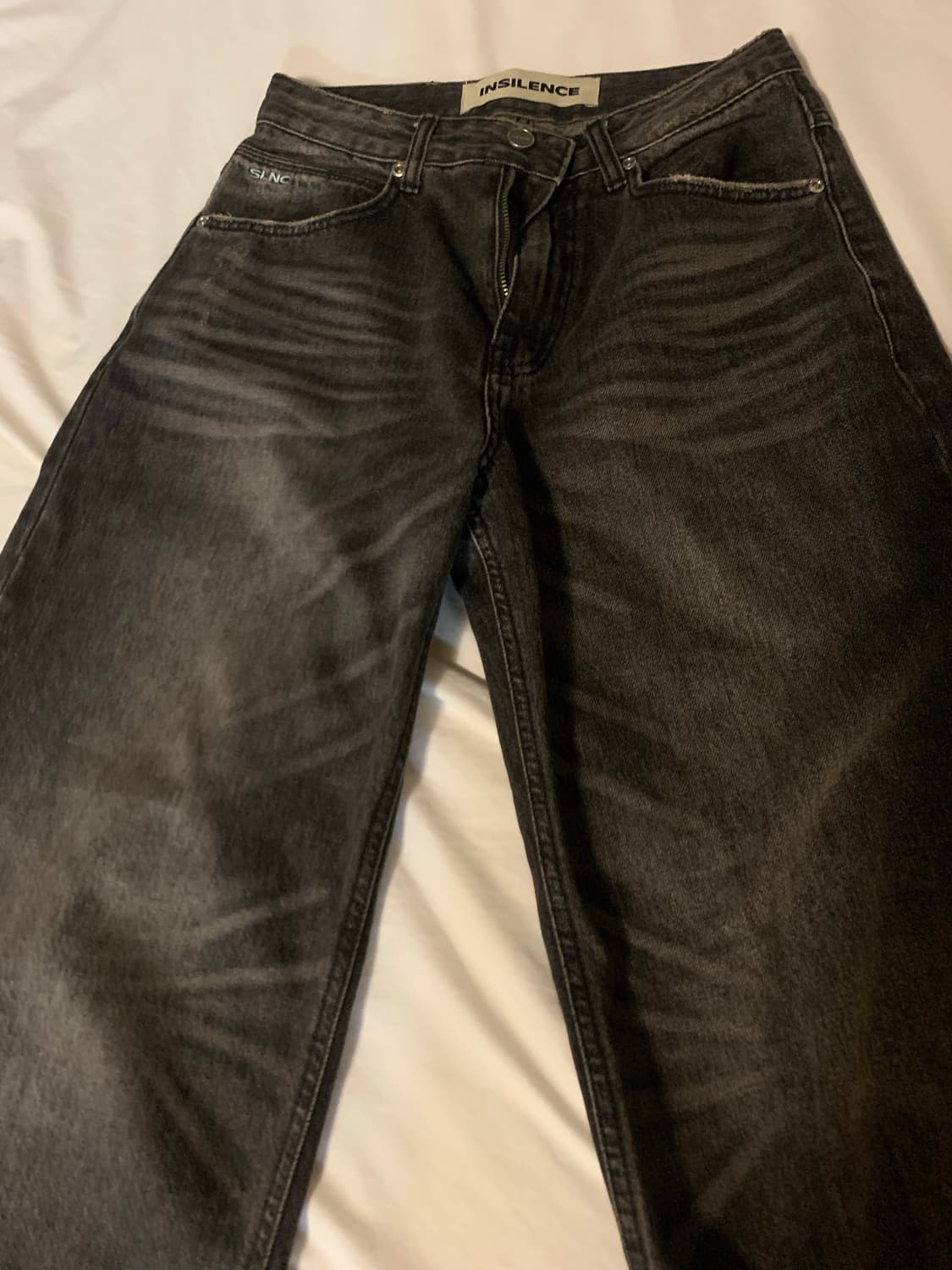 인사일런스 우먼 로우웨이스트 와이드데님2 다크그레이 상품이미지3