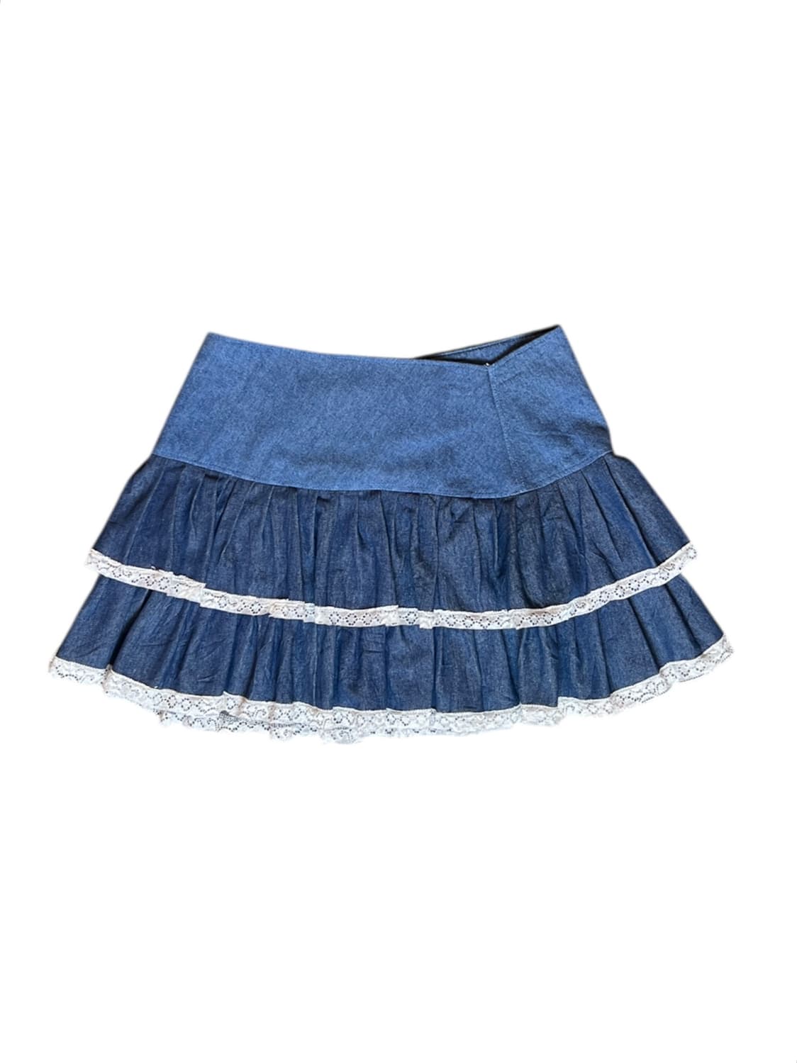 JPN 리워크 데님 레이스 캉캉 미니 스커트 상품이미지2