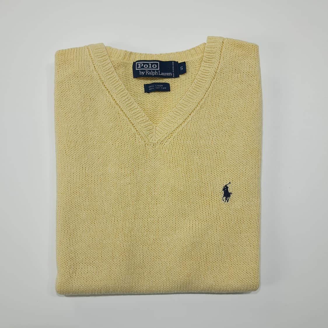 CL364 S 폴로 90s 홍콩판 린넨코튼 라이트옐로우 니트 베스트 상품이미지7