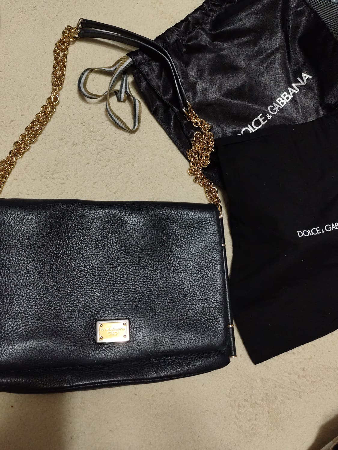 돌체앤가바나 블랙 금장 가죽 체인 숄더백 d&g 상품이미지2