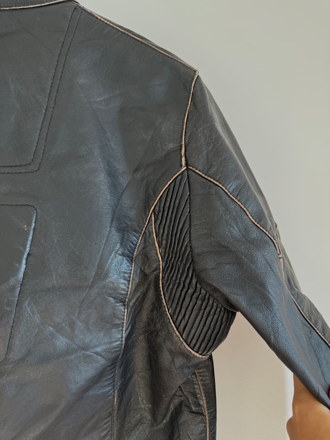 Top skin 레이싱 레더 자켓 상품이미지7