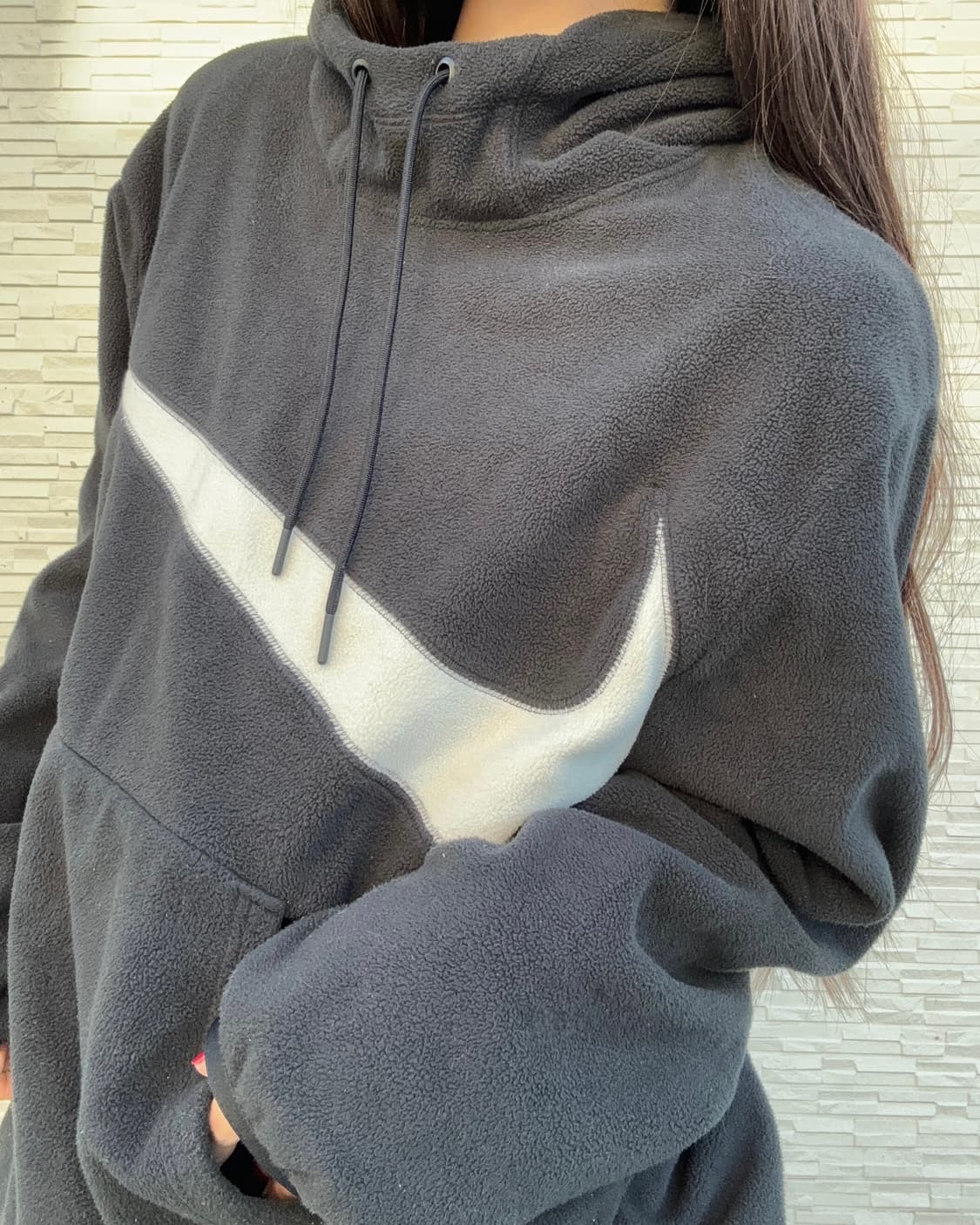 90s NIKE 울드스쿨빅 스우시 플리스 후드 상품이미지2