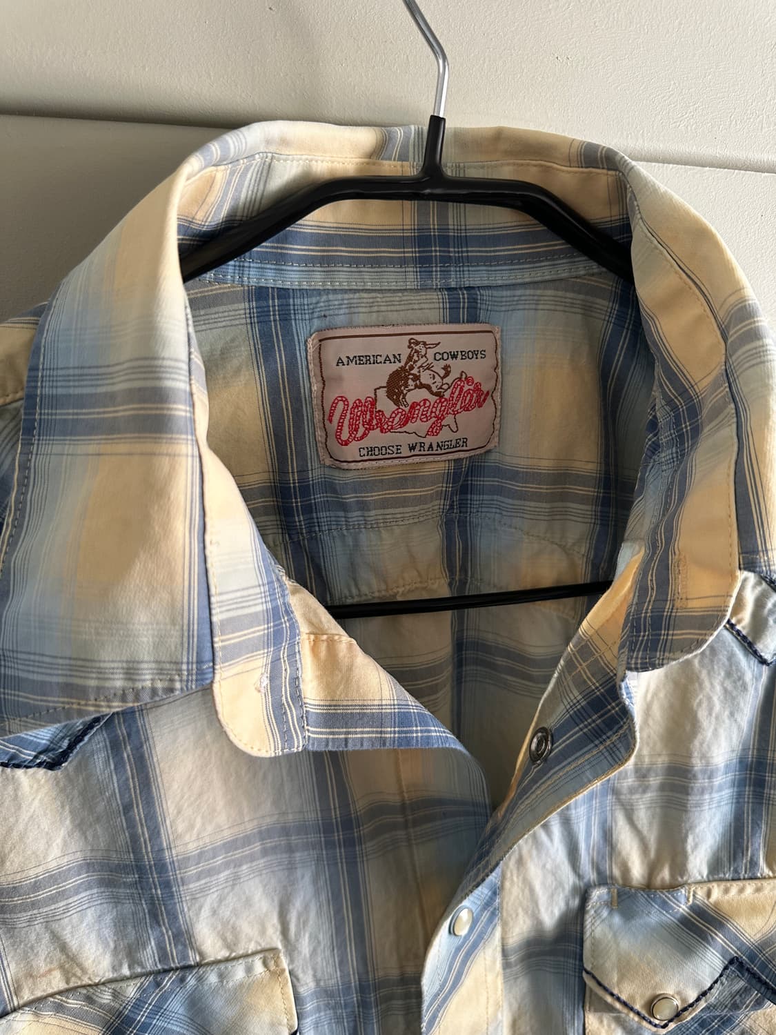 Wrangler 랭글러 웨스턴 체크 셔츠 블루 아이보리 상품이미지2