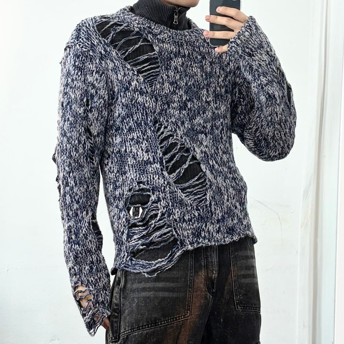 (새상품) 다잉브리드 데미지 니트 상품이미지3