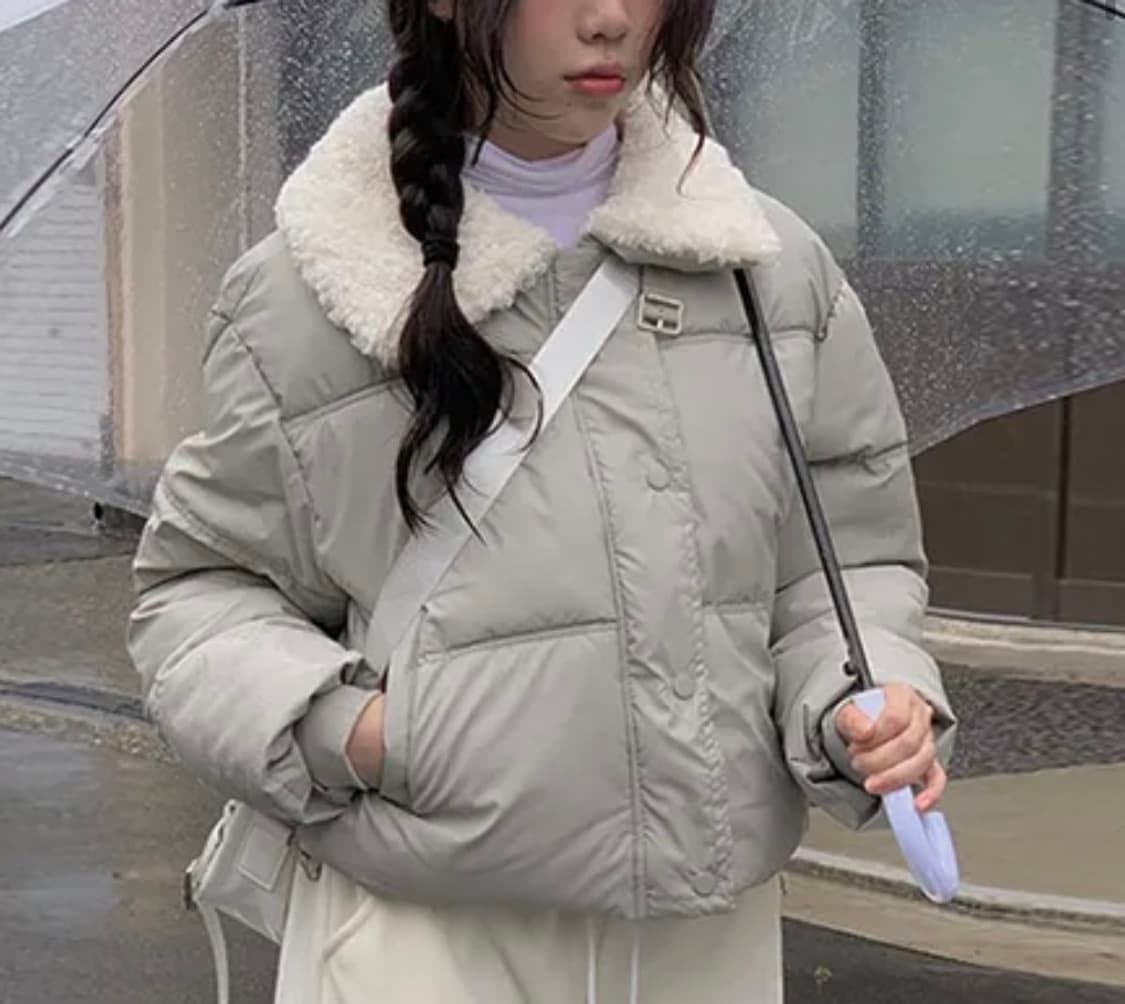 카라 패딩 그레이 상품이미지1