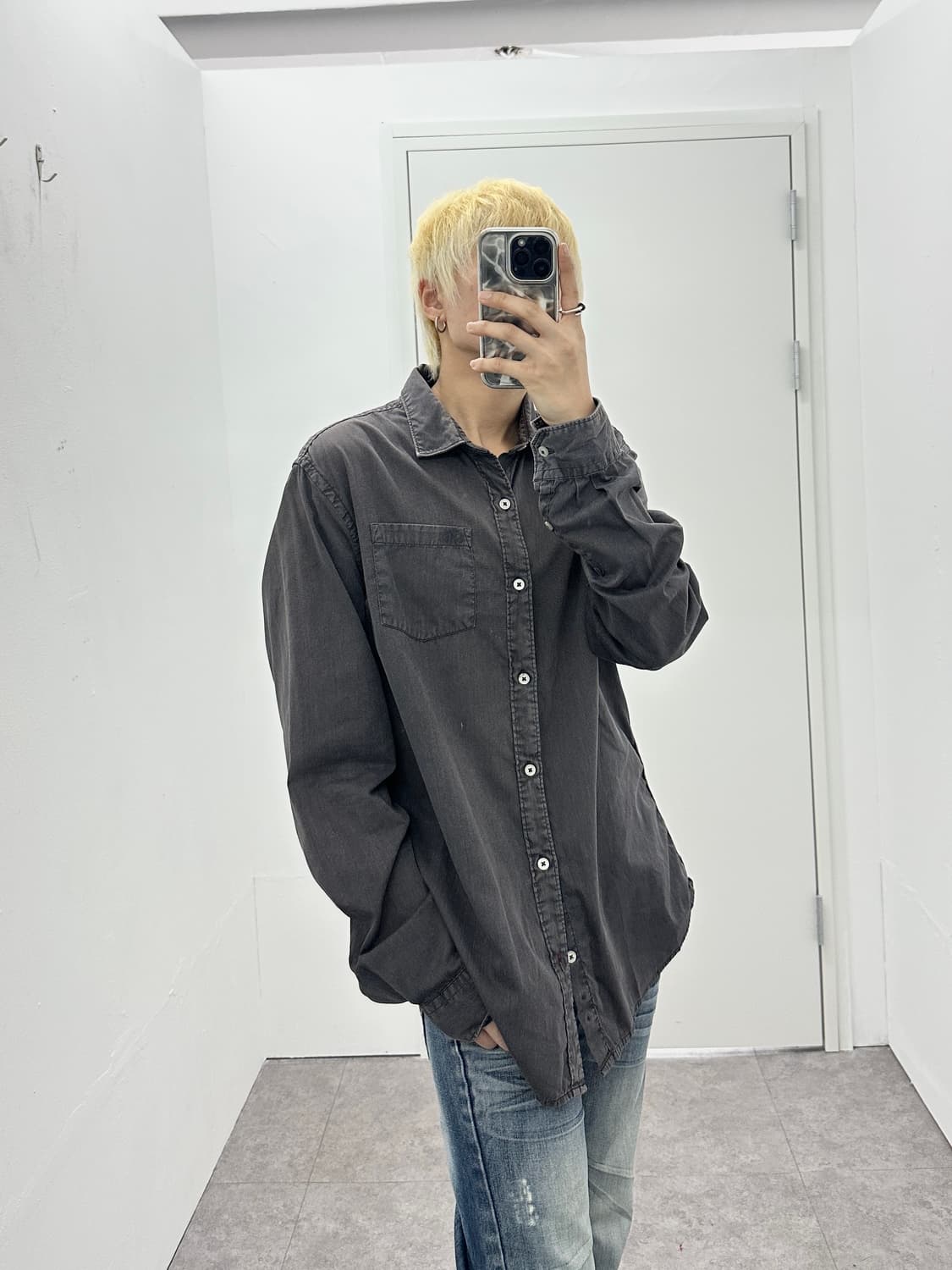 Napapijri washed brown side detail shirt 상품이미지1