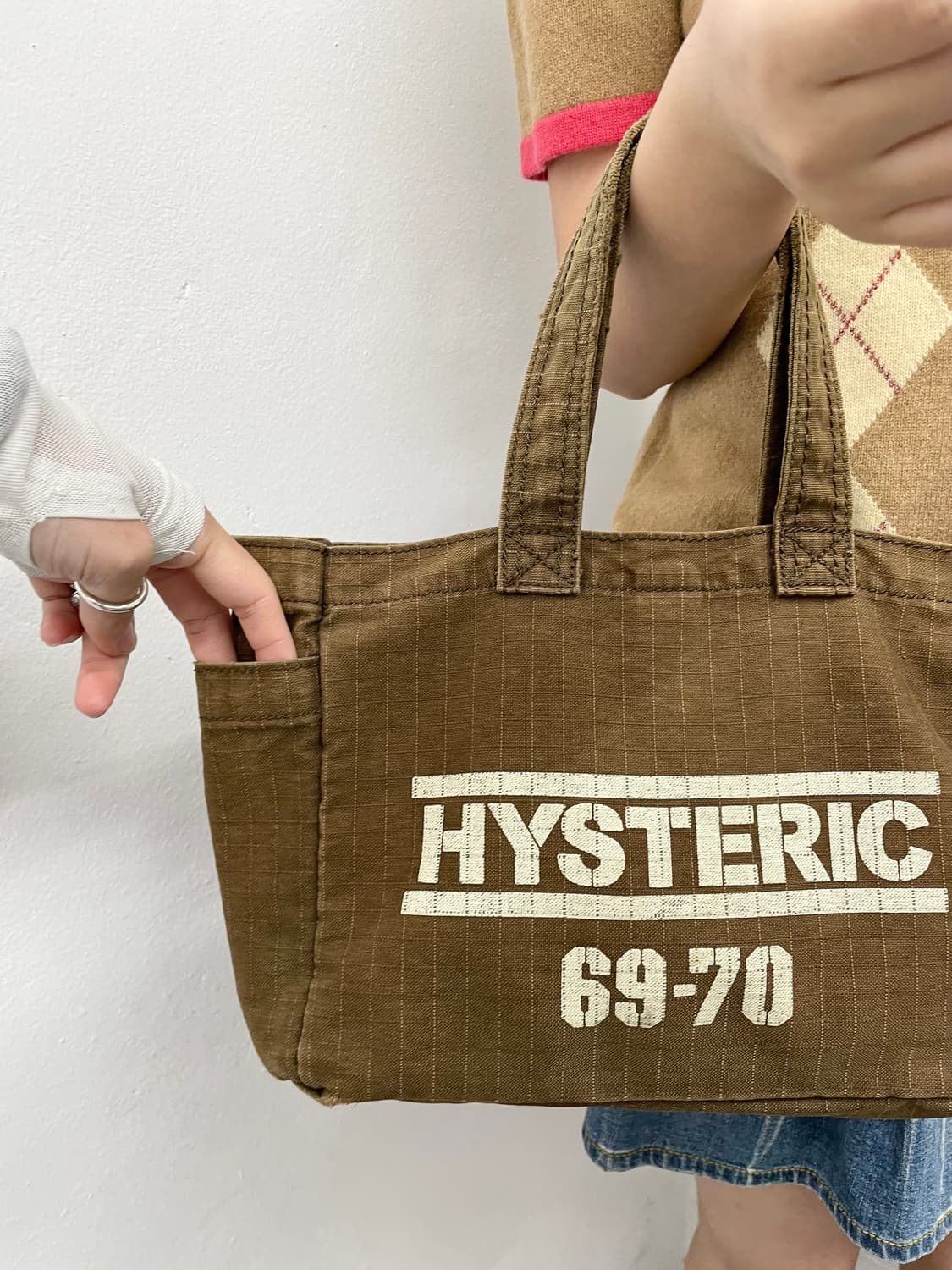 히스테릭글래머 브라운 로고 캔버스백 *레어 상품이미지4