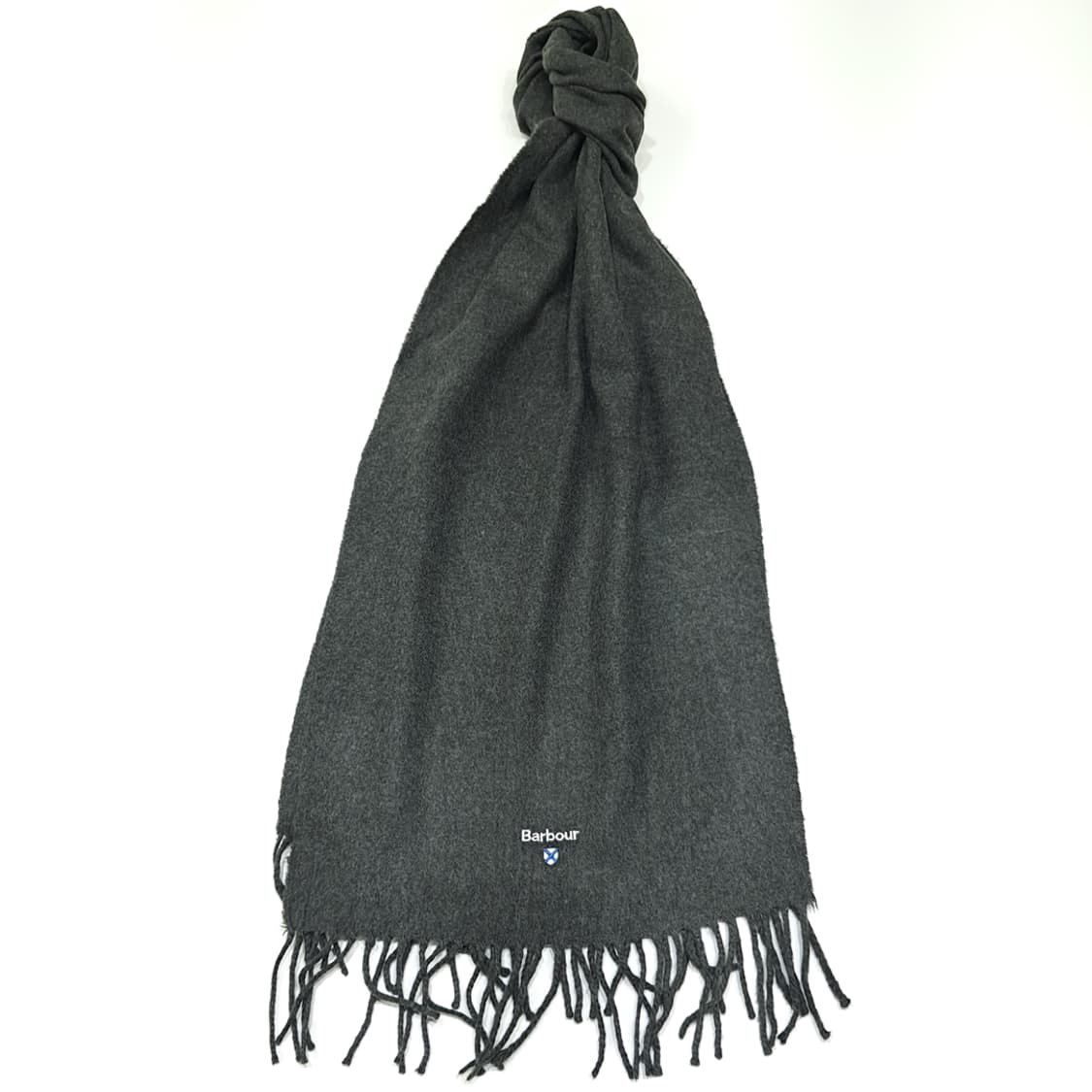 MX474 바버 아크릴 자수 로고 다크그레이 머플러 목도리 상품이미지1