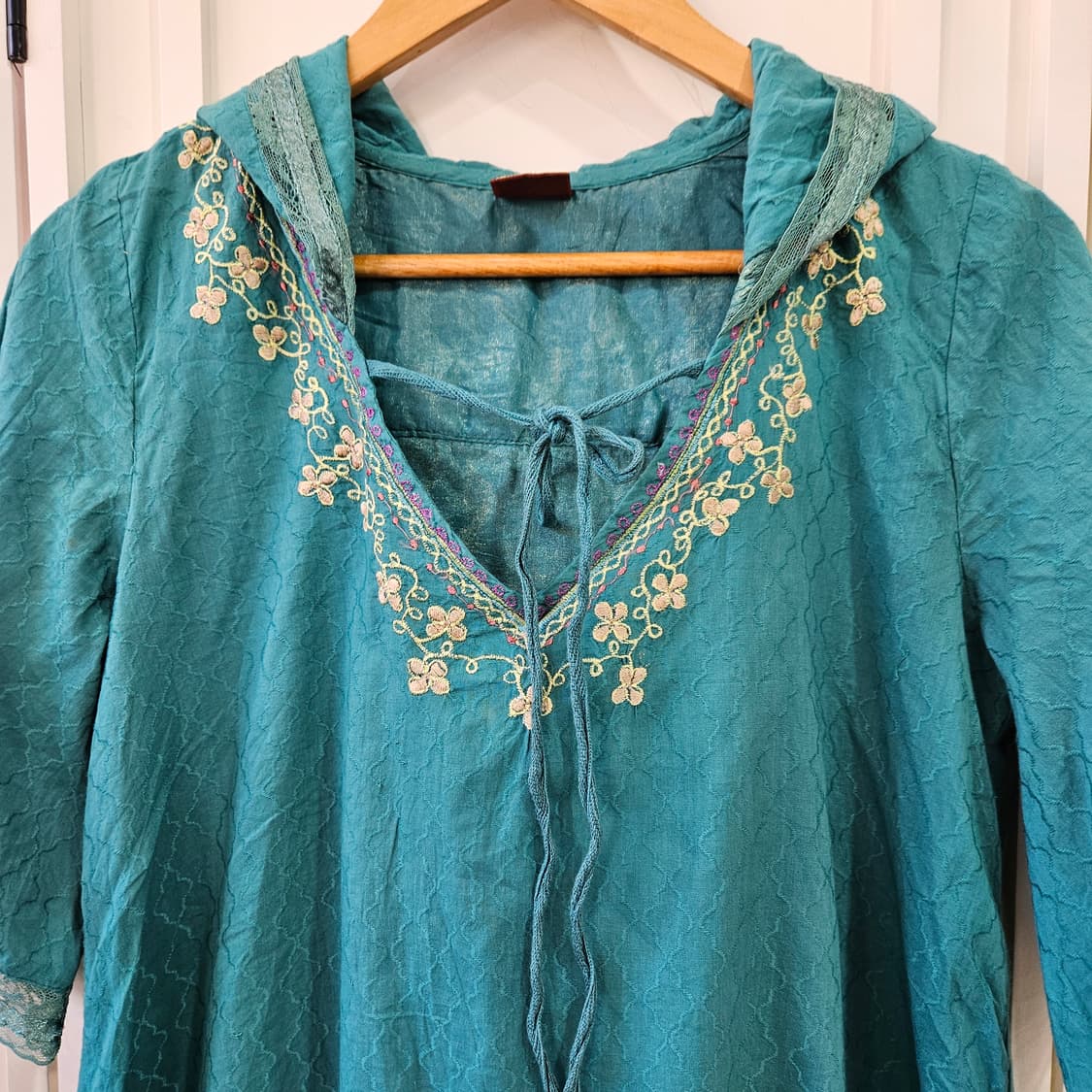 자수 후드 튜닉 원피스 상품이미지2