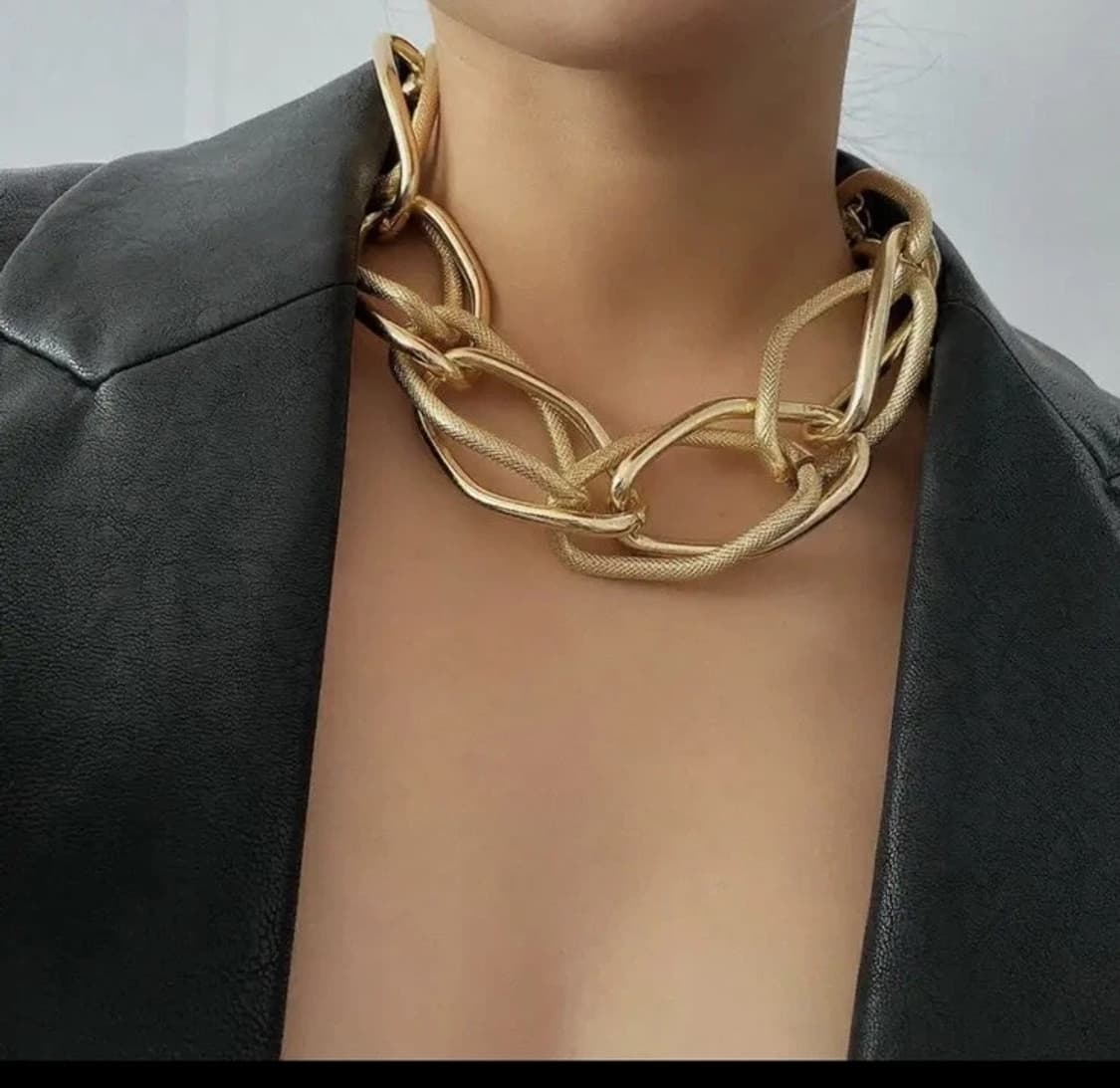 빈티지)보헤미안 앤틱 라지 y2k 자라h&m깔 볼드 커브체인 골드 목걸이 상품이미지1