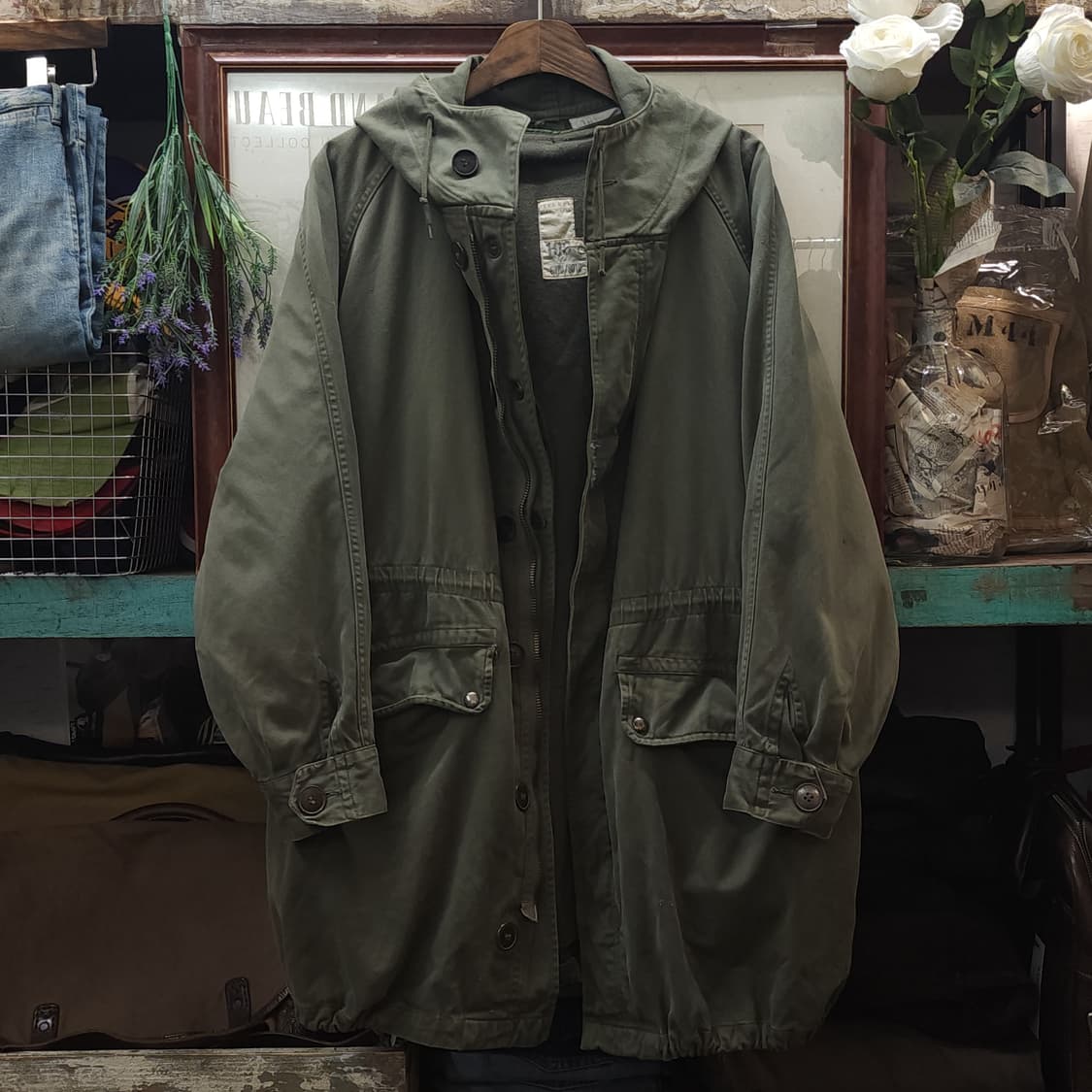 빈티지 프랑스군 m64 밀리터리 모즈파카 올리브 그린 페이딩 108c 상품이미지2