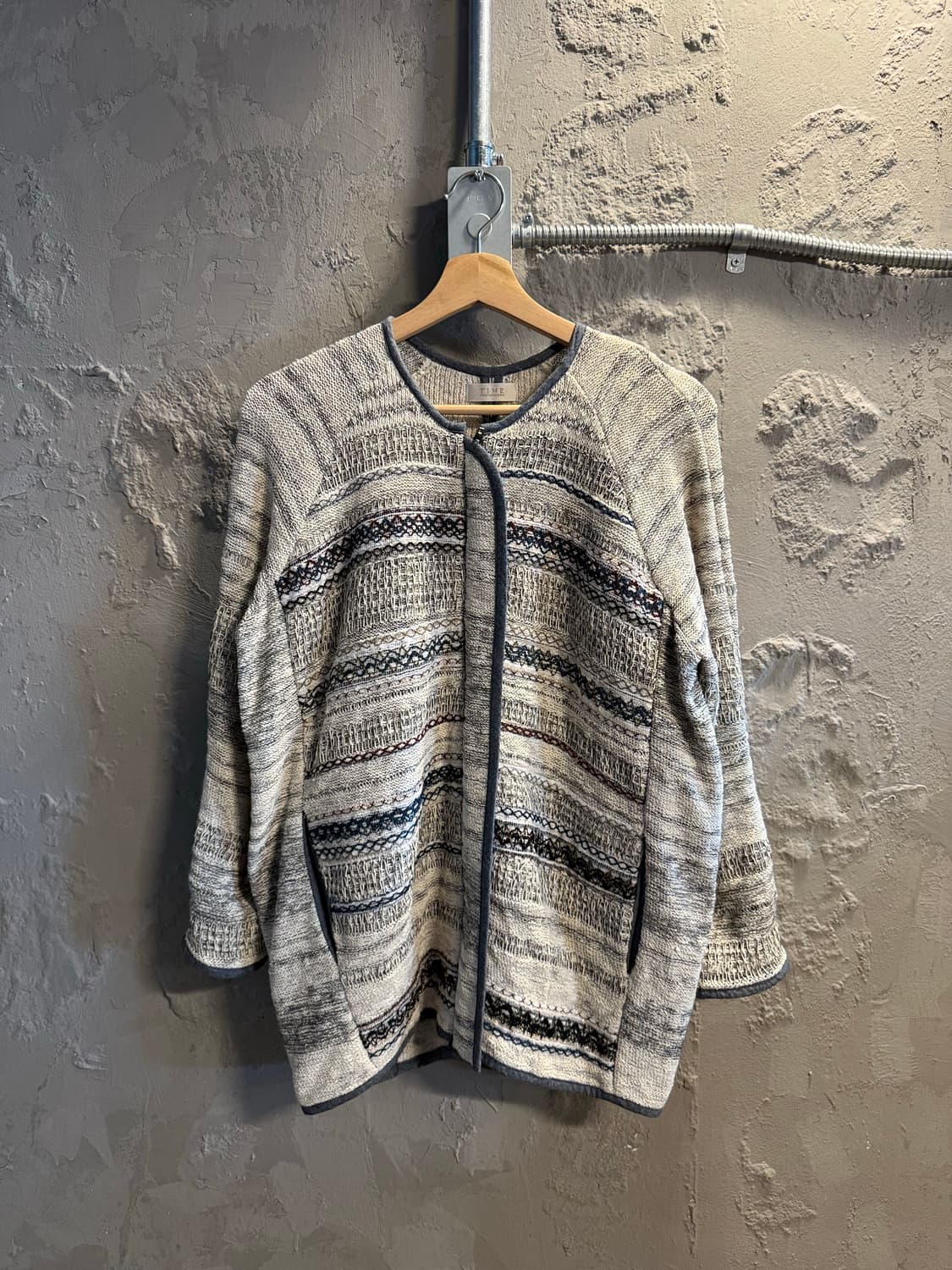 타임 TIME 포스트모던 패턴 니트 자켓 그레이 F 상품이미지1