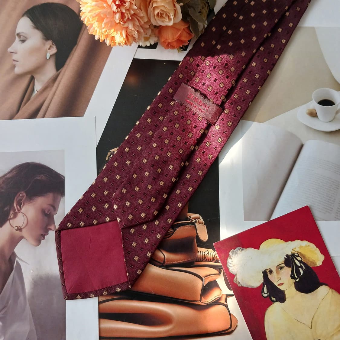 더반 실크 버건디 스퀘어 자카드 넥타이 9.2cm A+등급 A19112
 상품이미지4