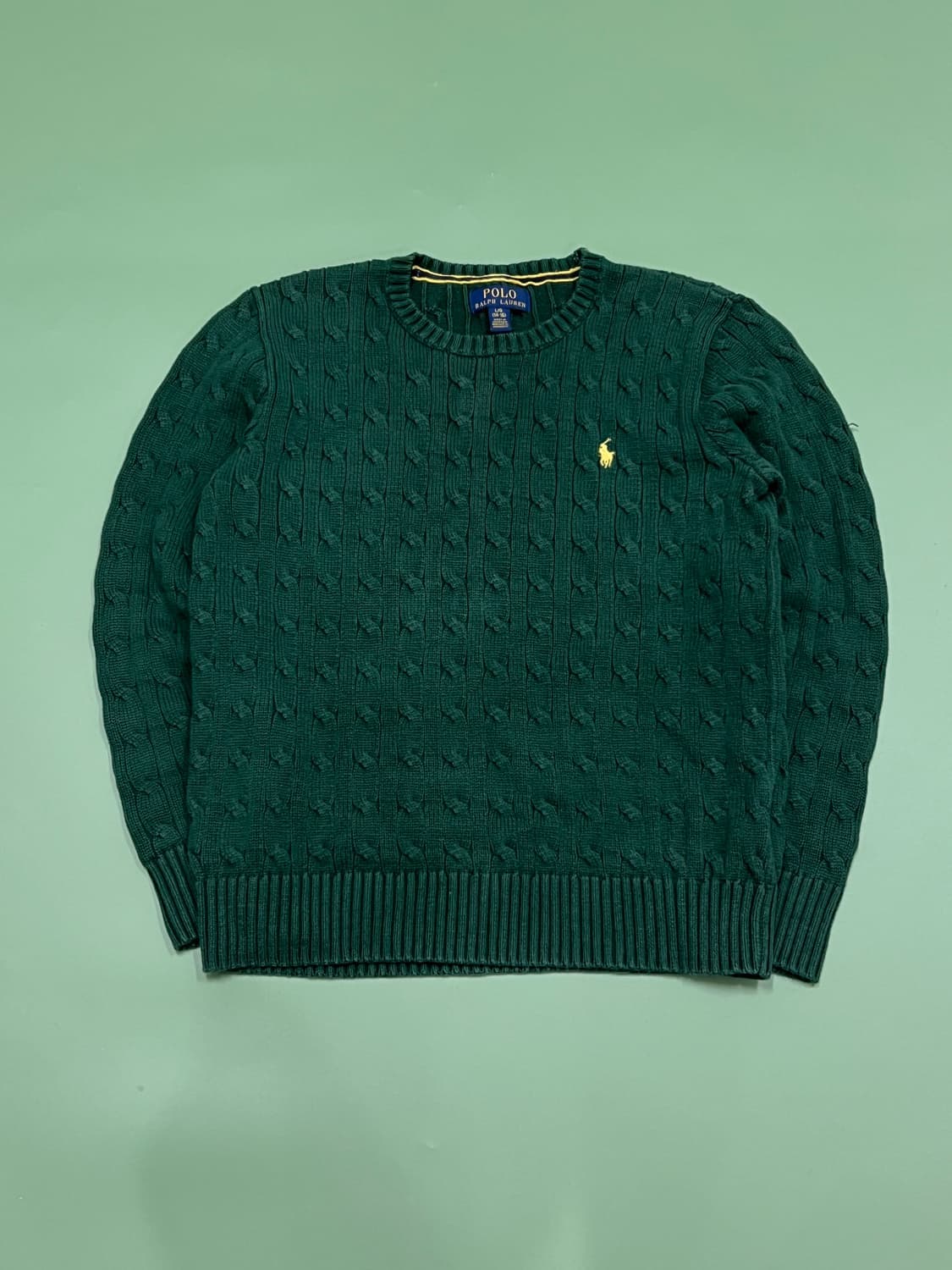 (L) 폴로 랄프로렌 주니어/우먼스 꽈배기 케이블 니트 그린 상품이미지2